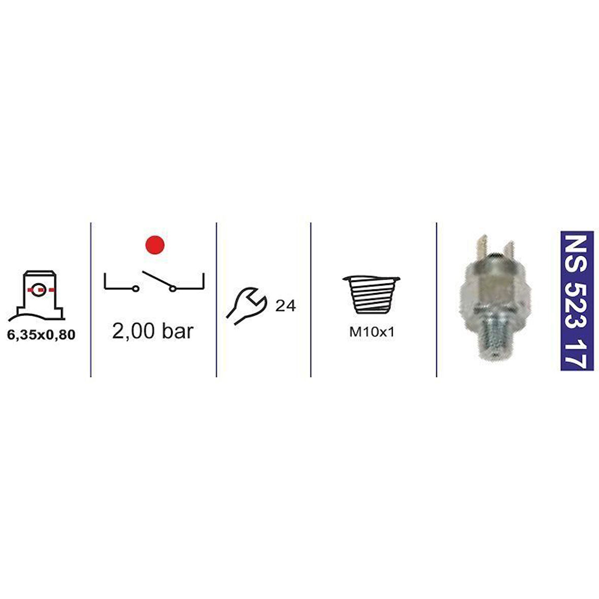Kapı İkaz Müşiri-Unıversal-Hava Basınç Müşiri 2,0 Bar M10X1 Normalde Açık Otoyol/Iveco 0000719780 - NS52317