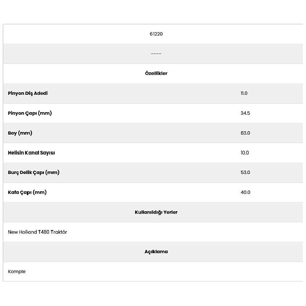 Form Metal 61220 New Holland 11 Dıs Marş Dişlisi