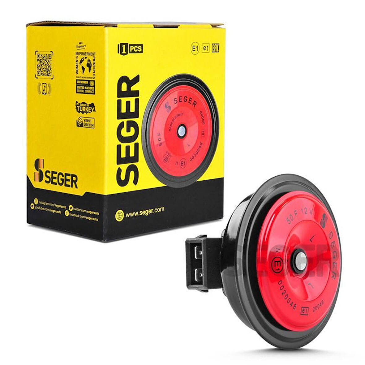 SEGER-50F Midi Disk Korna 12V (Didit), Kalın Ses, K-Jet 2X Soket (Vw ,Audi, Skoda, Seat, Mercedes)