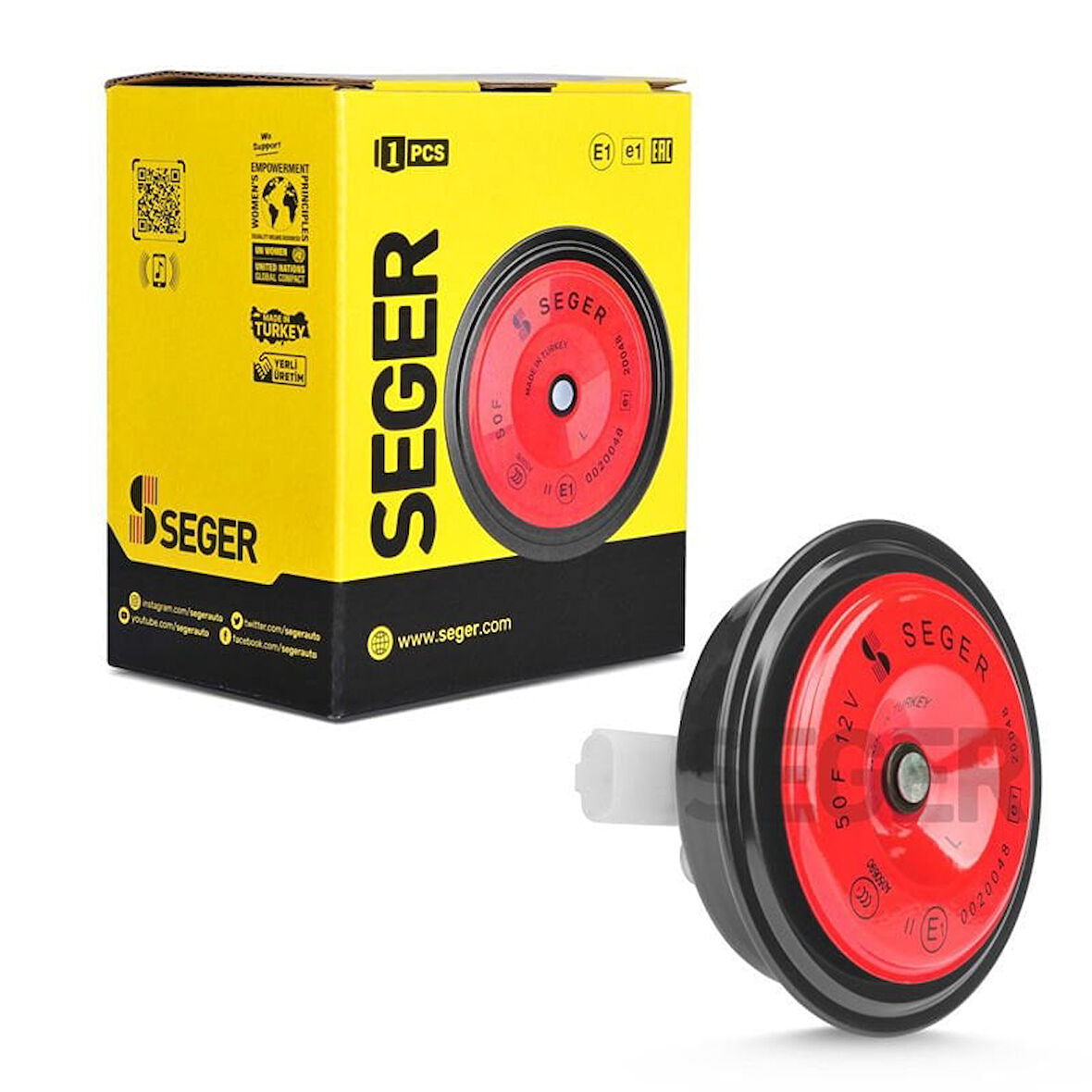 SEGER-50F Midi Disk Korna 12V (Didit), Kalın Ses, Fcı Soket (Vw, Audi, Skoda, Seat, Mercedes)