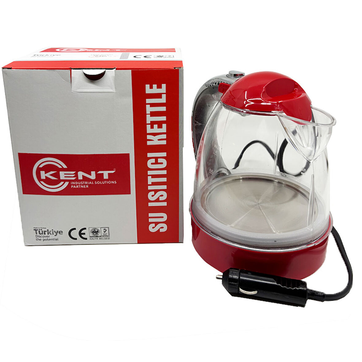 Kent 24 Volt Araç İçi Oto Su Isıtıcı Kettle Çaydanlık 1 Lt  Kırmıızı