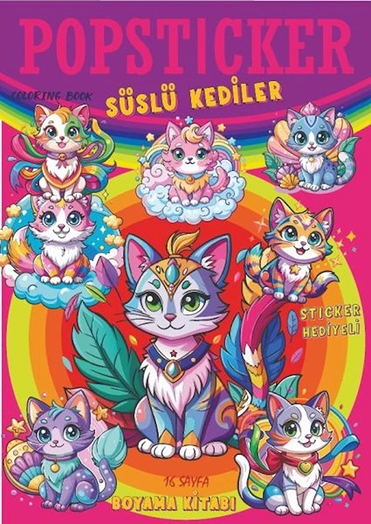 Süslü Köpekler  Boyama Kitabı Popsticker