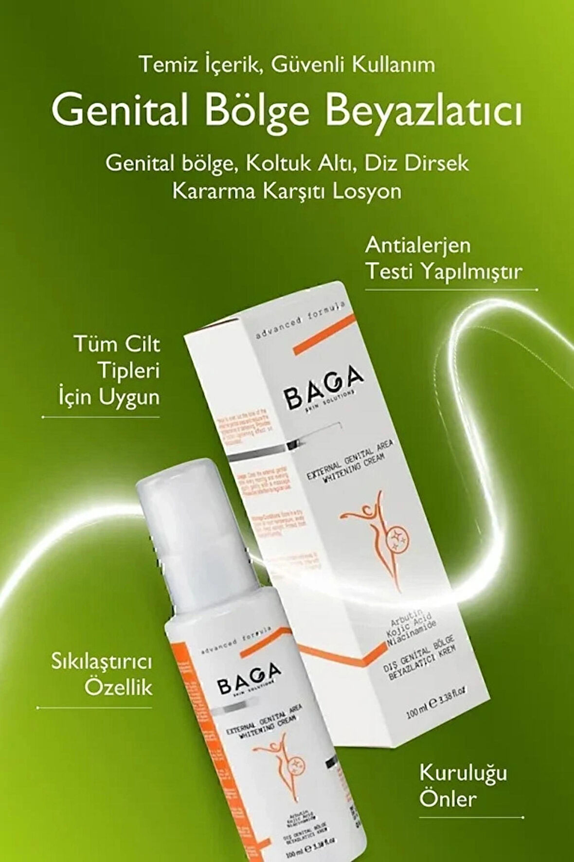 BAGA Dış Genital Bölge Beyazlatıcı Krem İntim Bakım Kremi 100 ML
