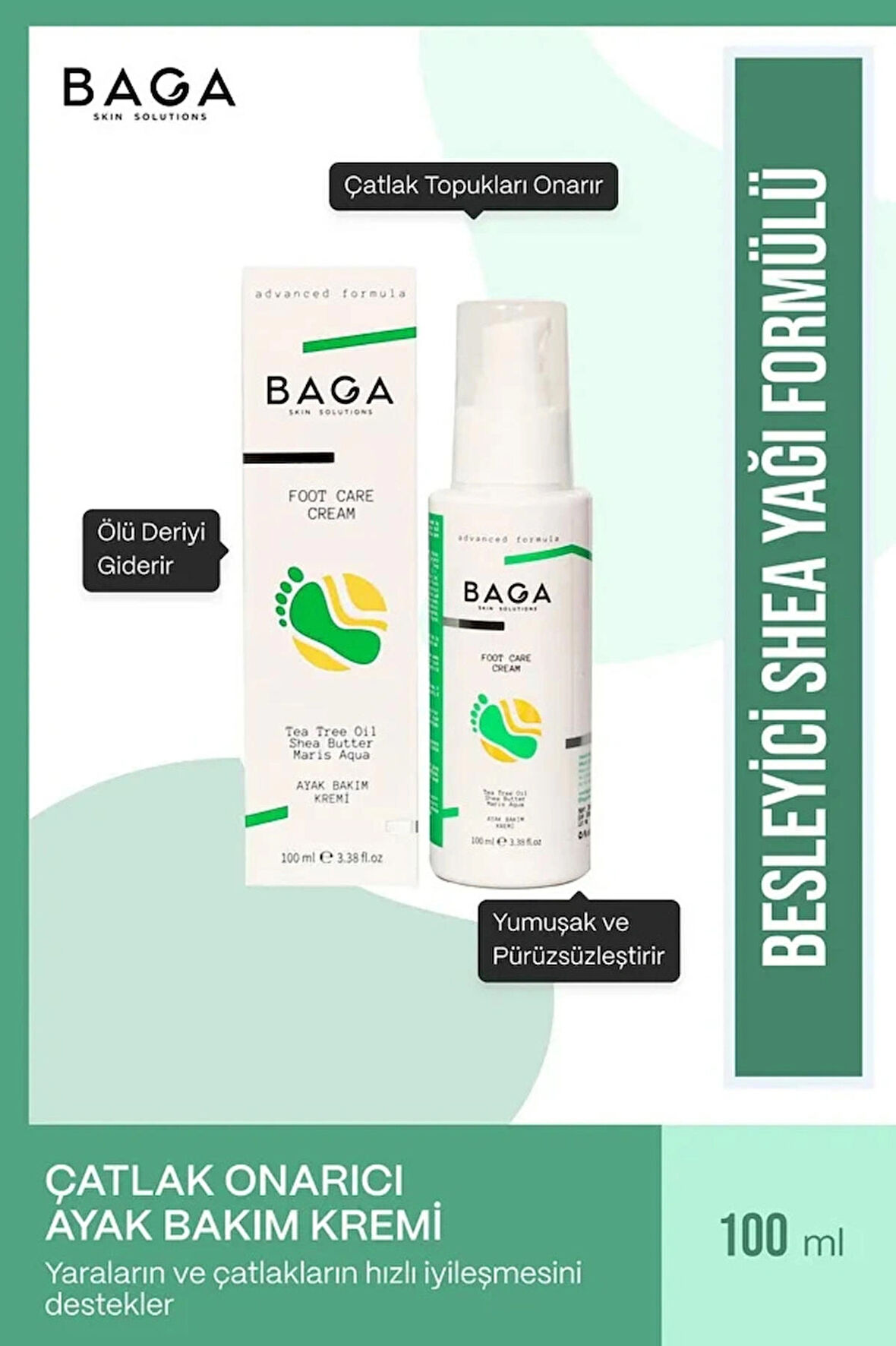 BAGA Yara ve Çatlak Onarıcı Topuk Ayak Bakım Kremi 100 ML