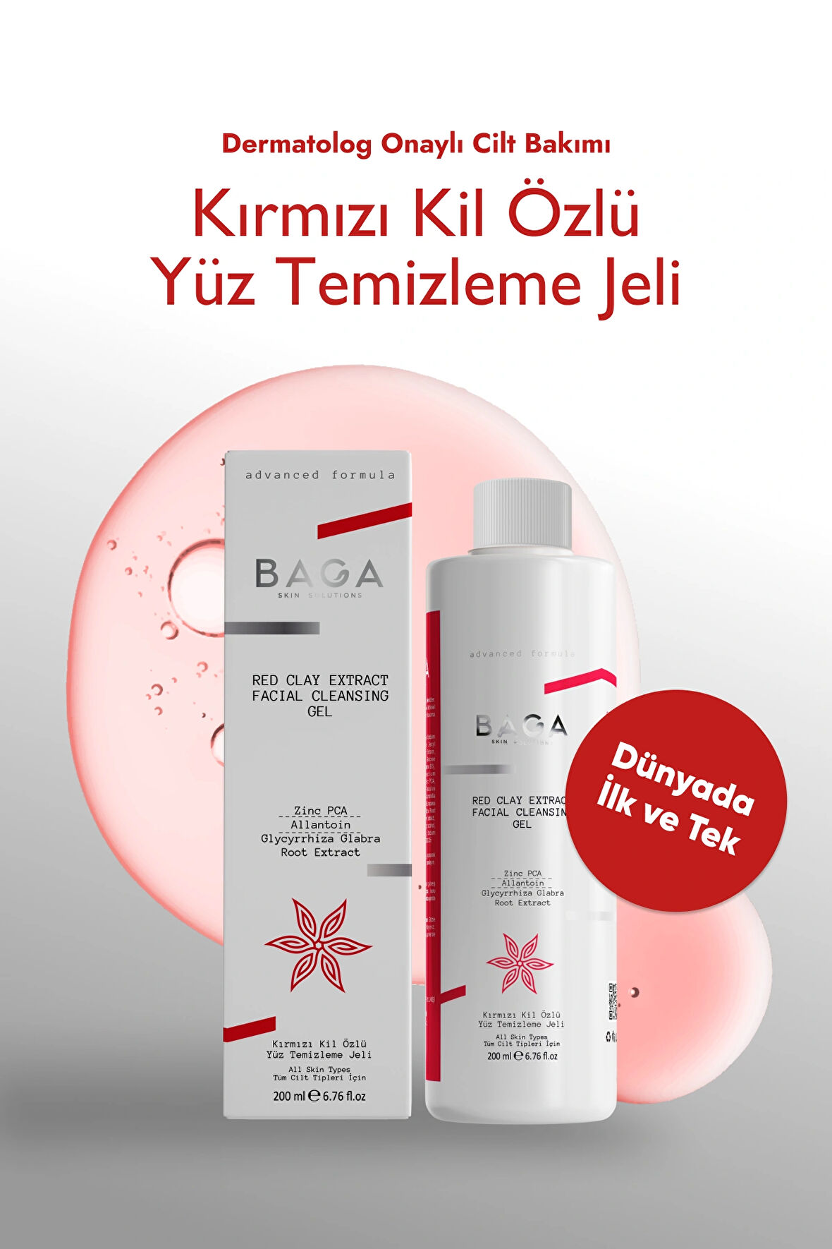 Baga Yağlı, Akne/sivilce Eğilimli Ciltler Için Kırmızı Kil Özlü Derinlemesine Temizleyici Yüz Yıkama Jeli 200 ml