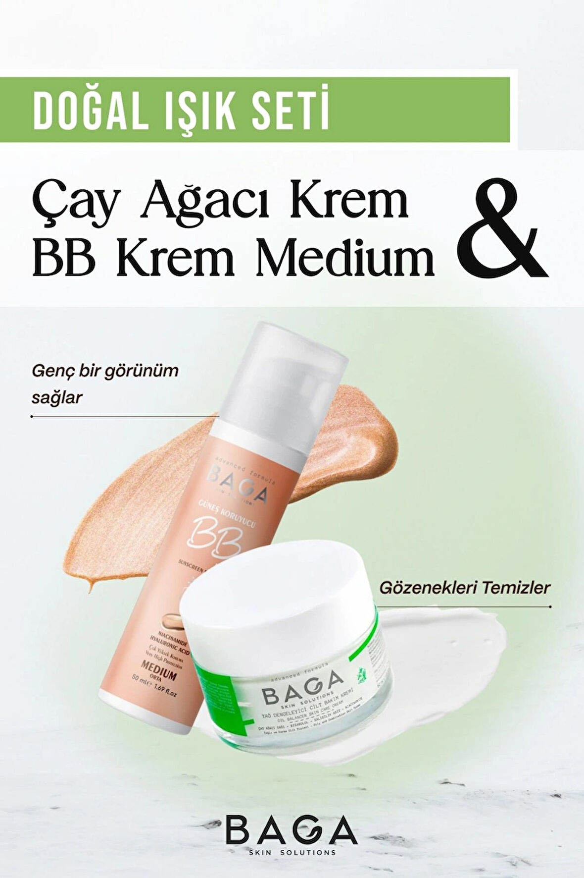 Baga Çay Ağacı Krem & BB Krem Medium İkili Set