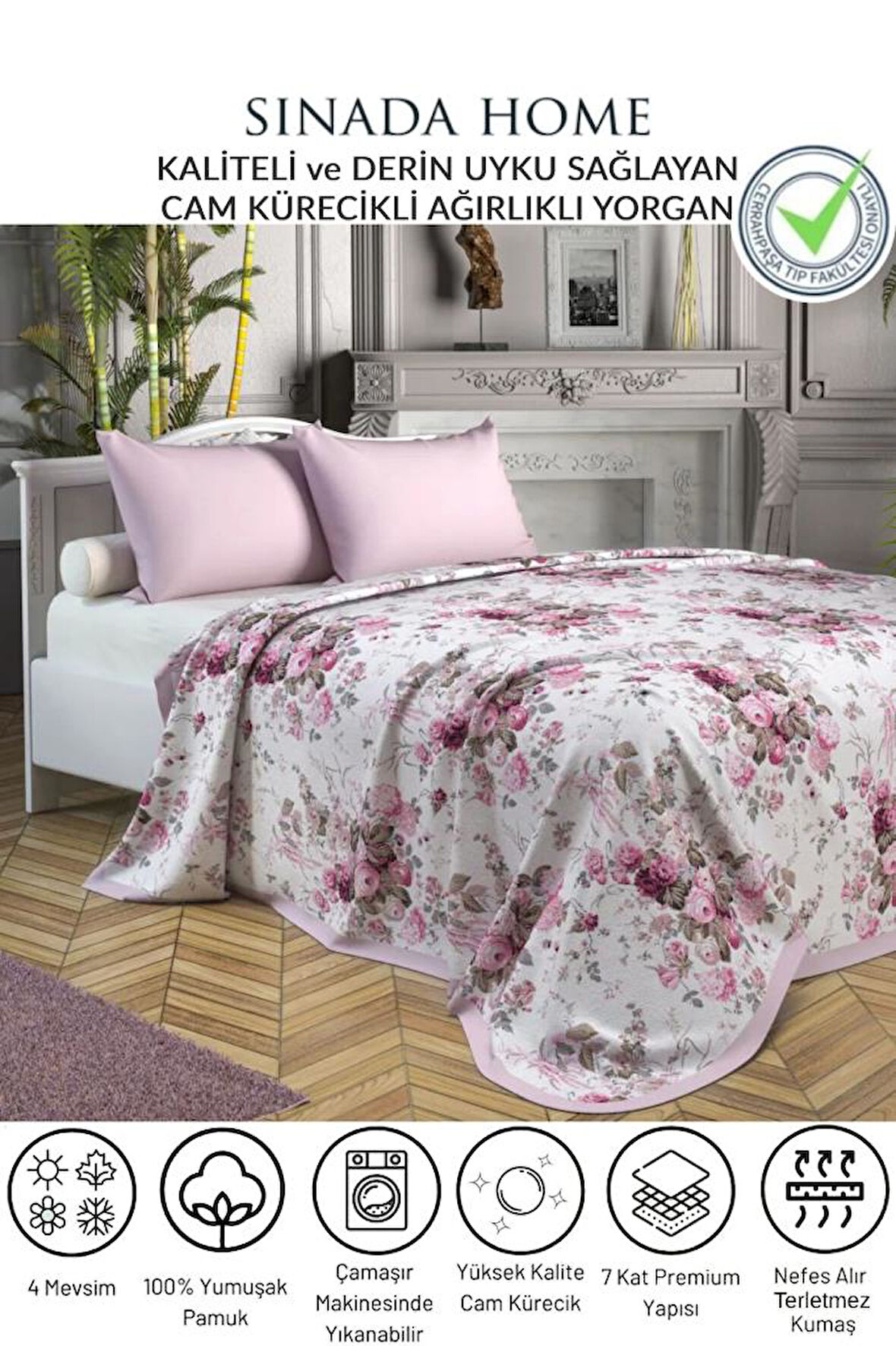 Ağırlıklı Battaniye Tek Kişilik Yorgan 6 Kg 155x215 %100 Pamuk Kumaş Cam Boncuk Dolgulu (4 MEVSİM)