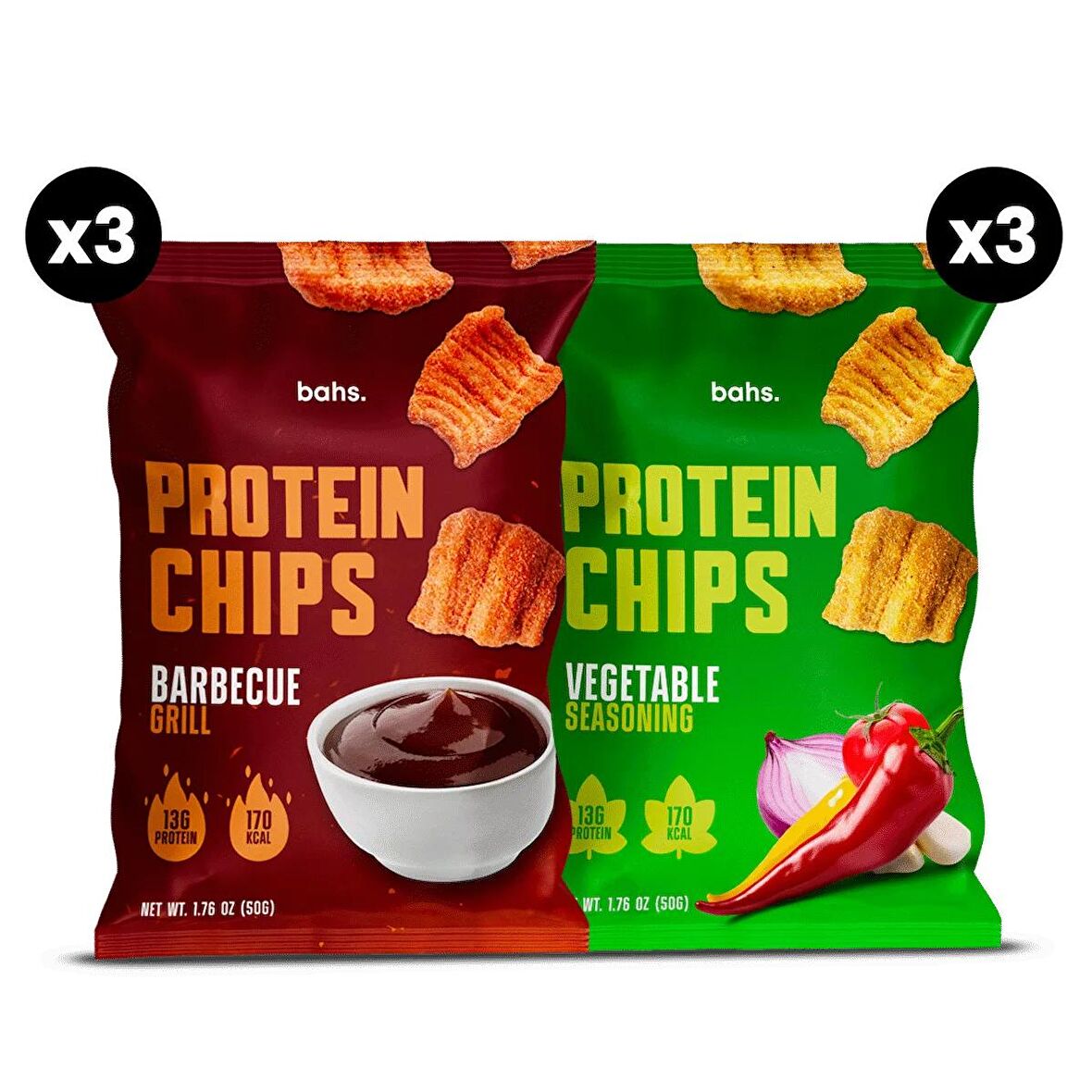 Protein Chips Deneme Paketi - x3 Barbecue Grill & x3 Vegetable Seasoning