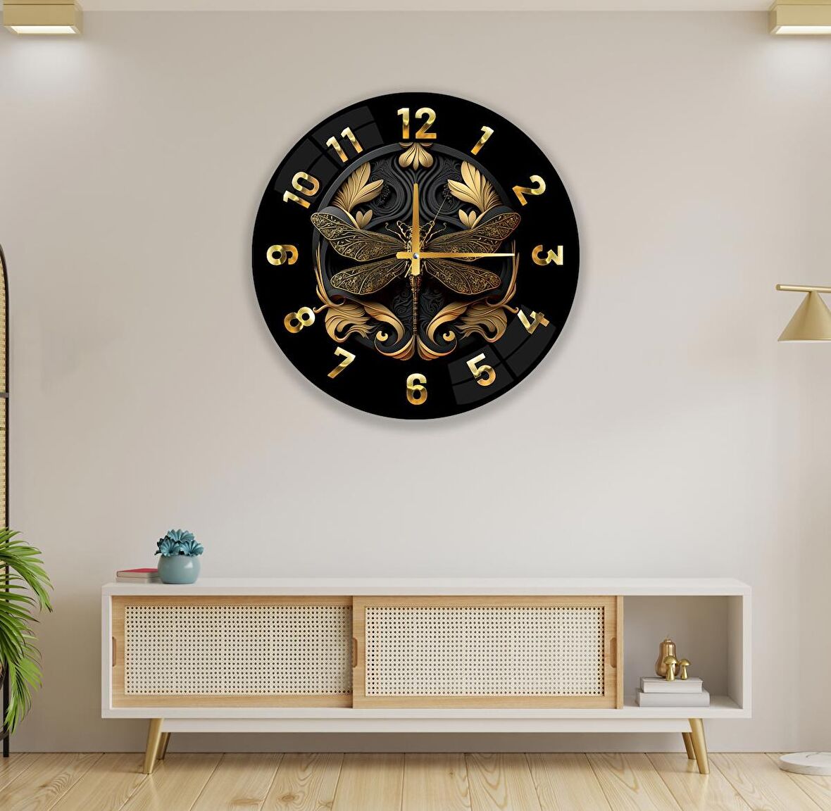 Kelebek Cam Saat - 60 cm