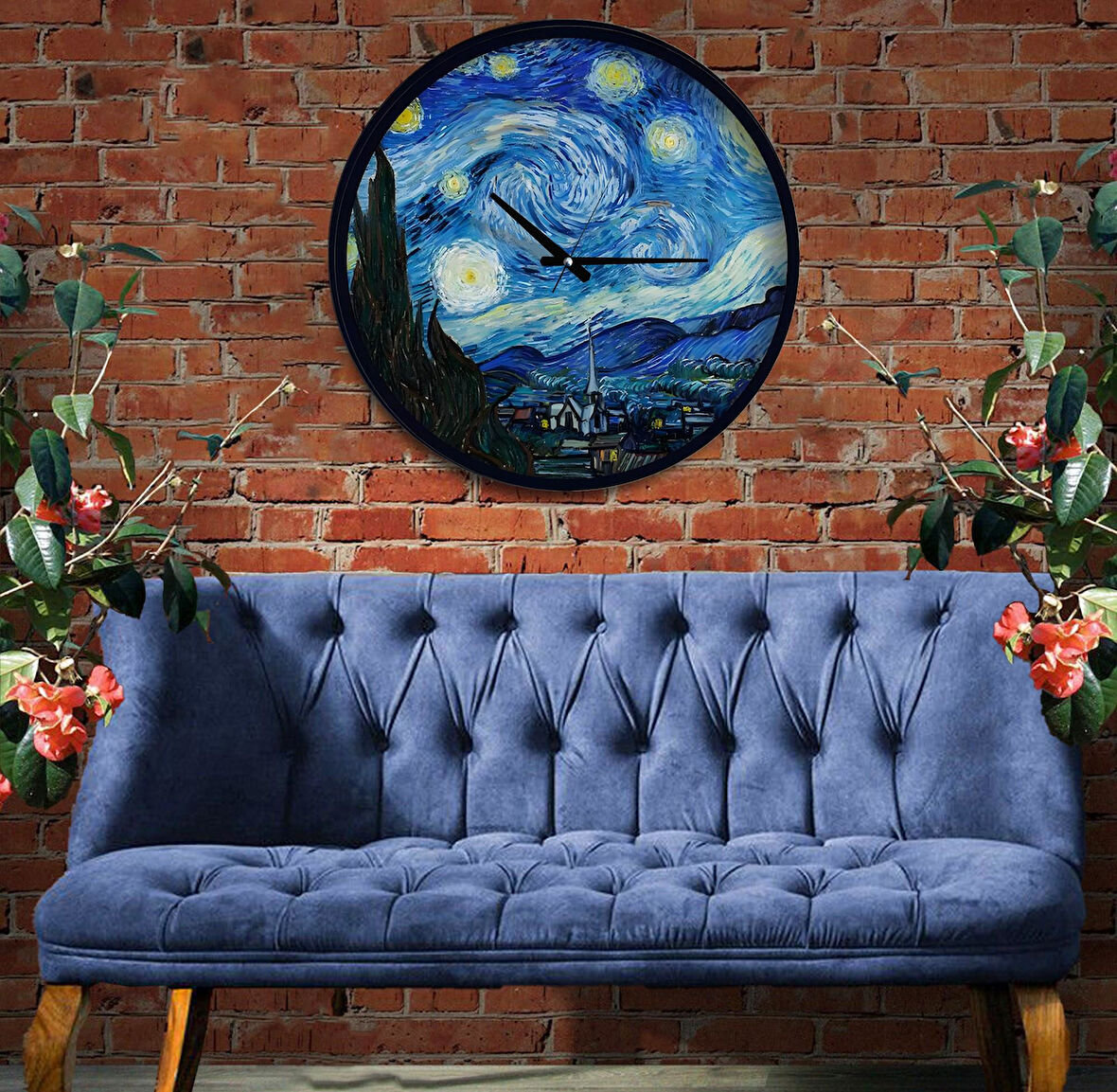 Vincent Van Gogh 70 Cm The Starry Night Ahşap Duvar Saati