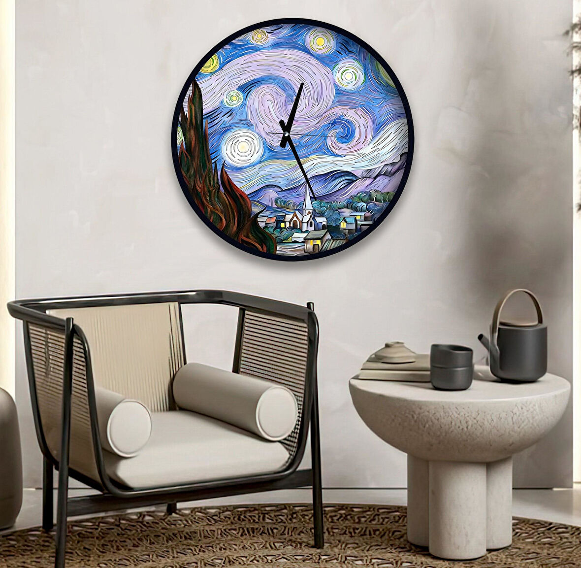 Van Gogh 40 Cm The Starry Night Ahşap Duvar Saati