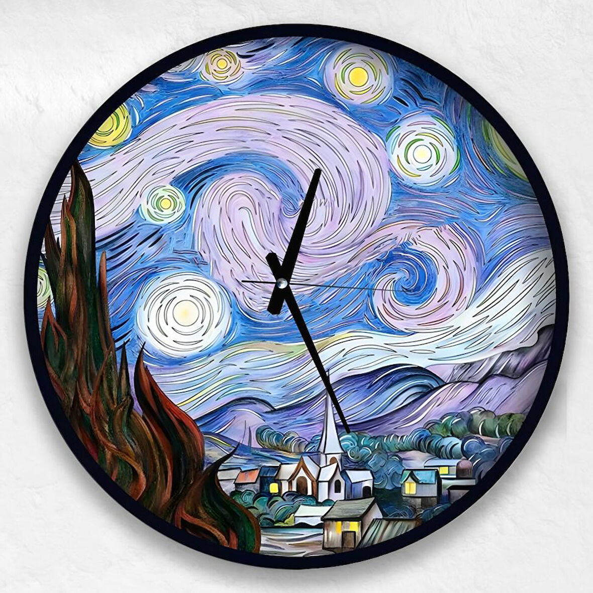 Van Gogh 50 Cm The Starry Night Ahşap Duvar Saati