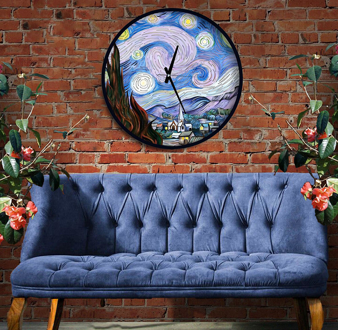 Van Gogh 70 Cm The Starry Night Ahşap Duvar Saati