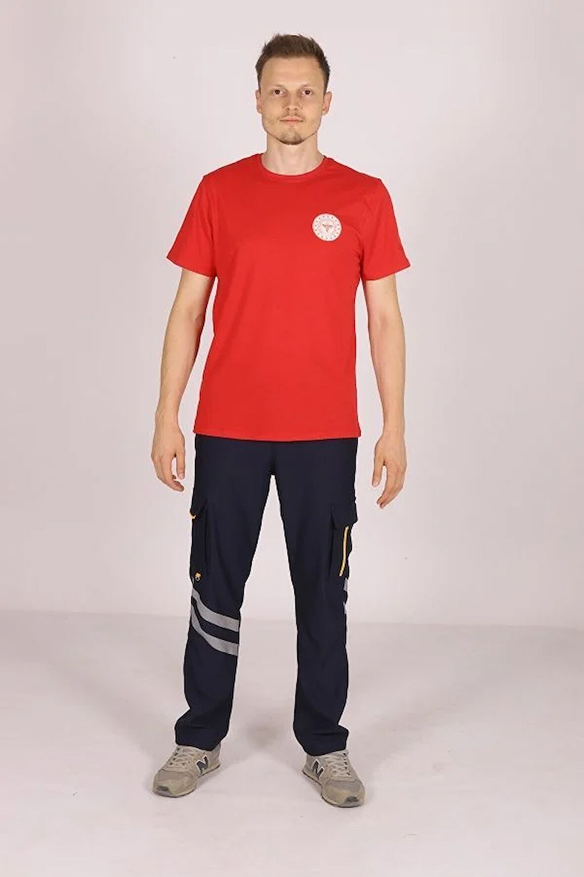 Kırmızı 112 Acil Sağlık Bisiklet Yaka Tişört Unisex