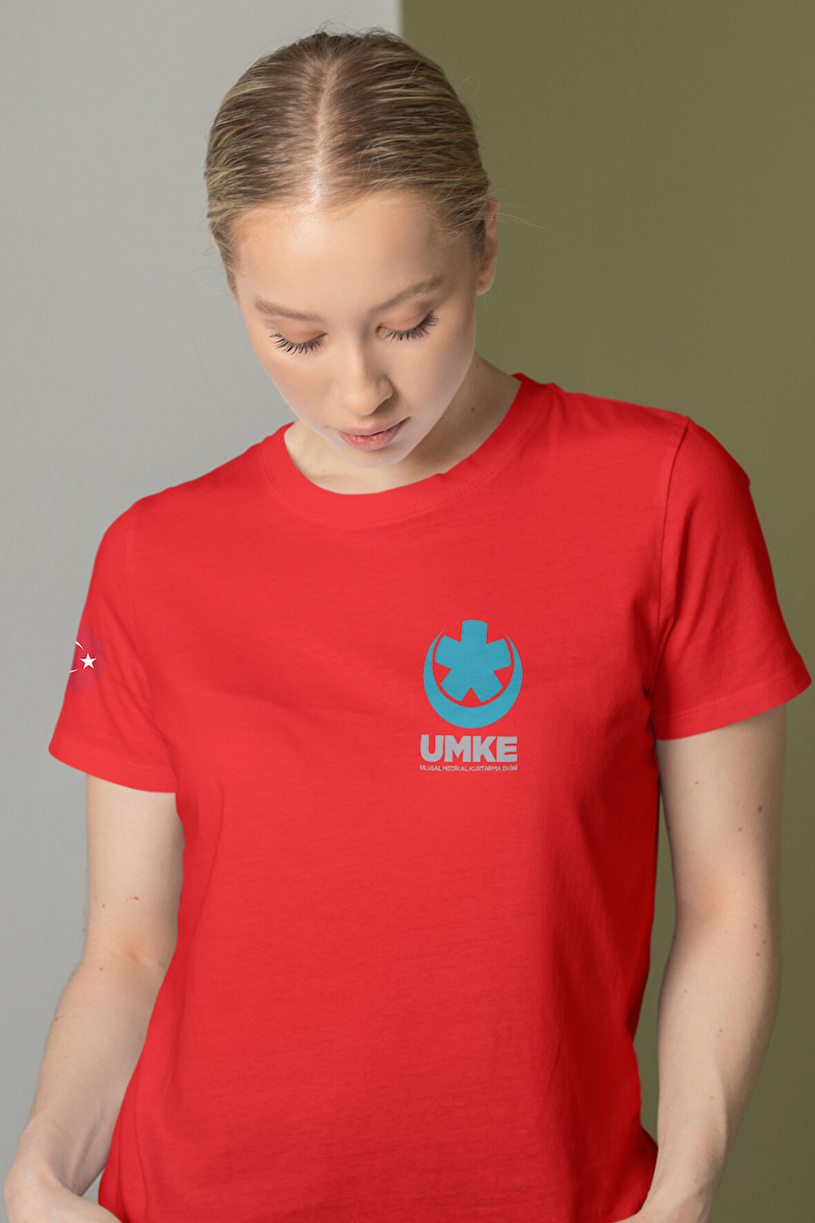 Kırmızı UMKE Bisiklet Yaka Tişört Unisex