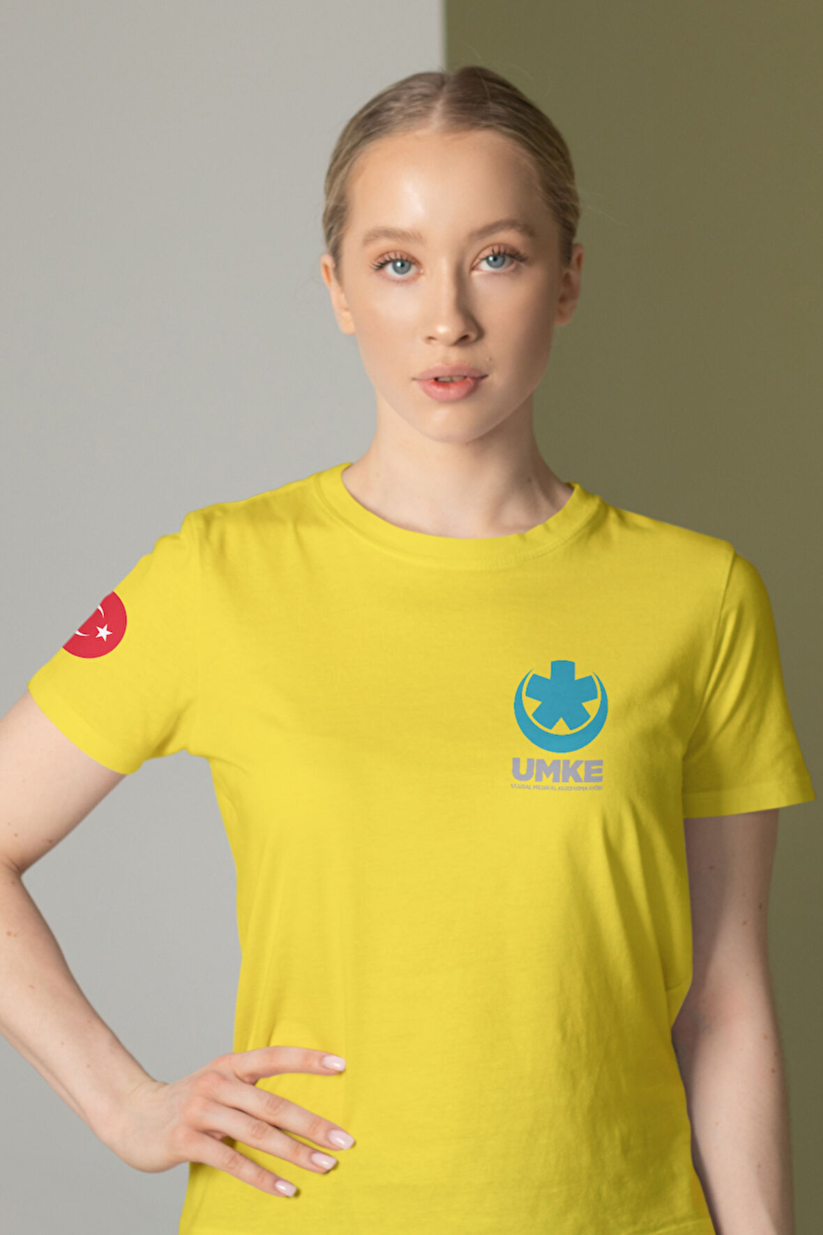 Sarı UMKE Bisiklet Yaka Tişört Unisex