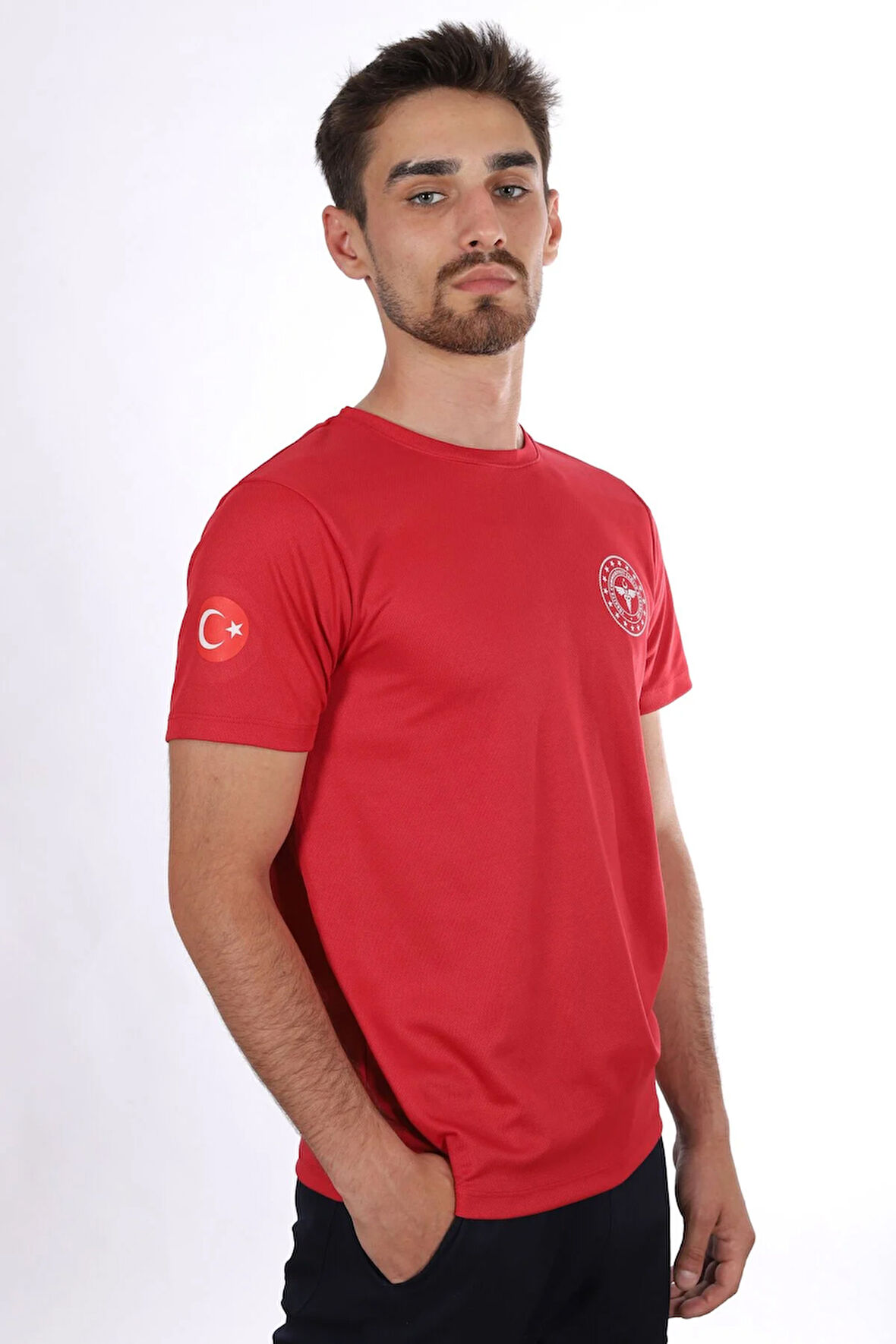 Kırmızı 112 Acil Sağlık Dry Touch Bisiklet Yaka Tişört Unisex