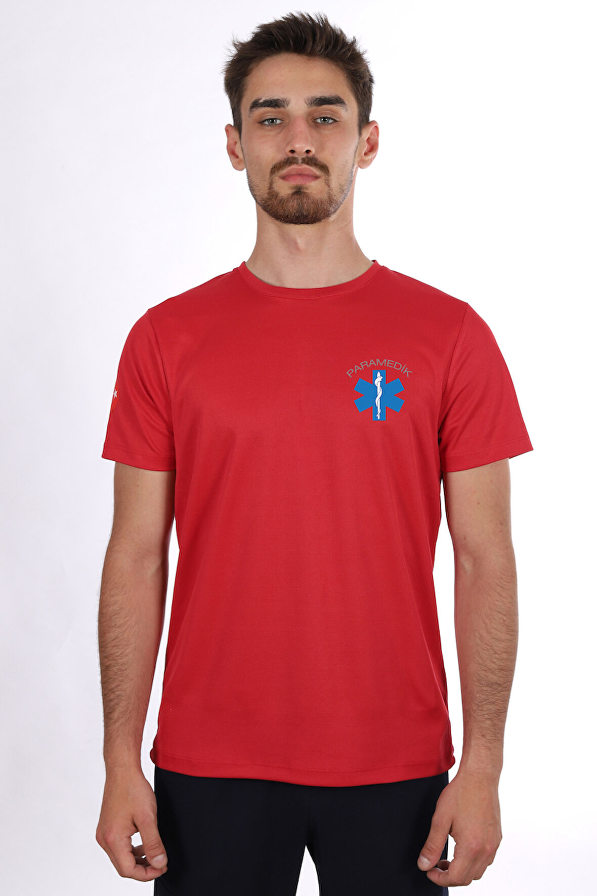 Kırmızı Paramedik Dry Touch Bisiklet Yaka Tişört Unisex