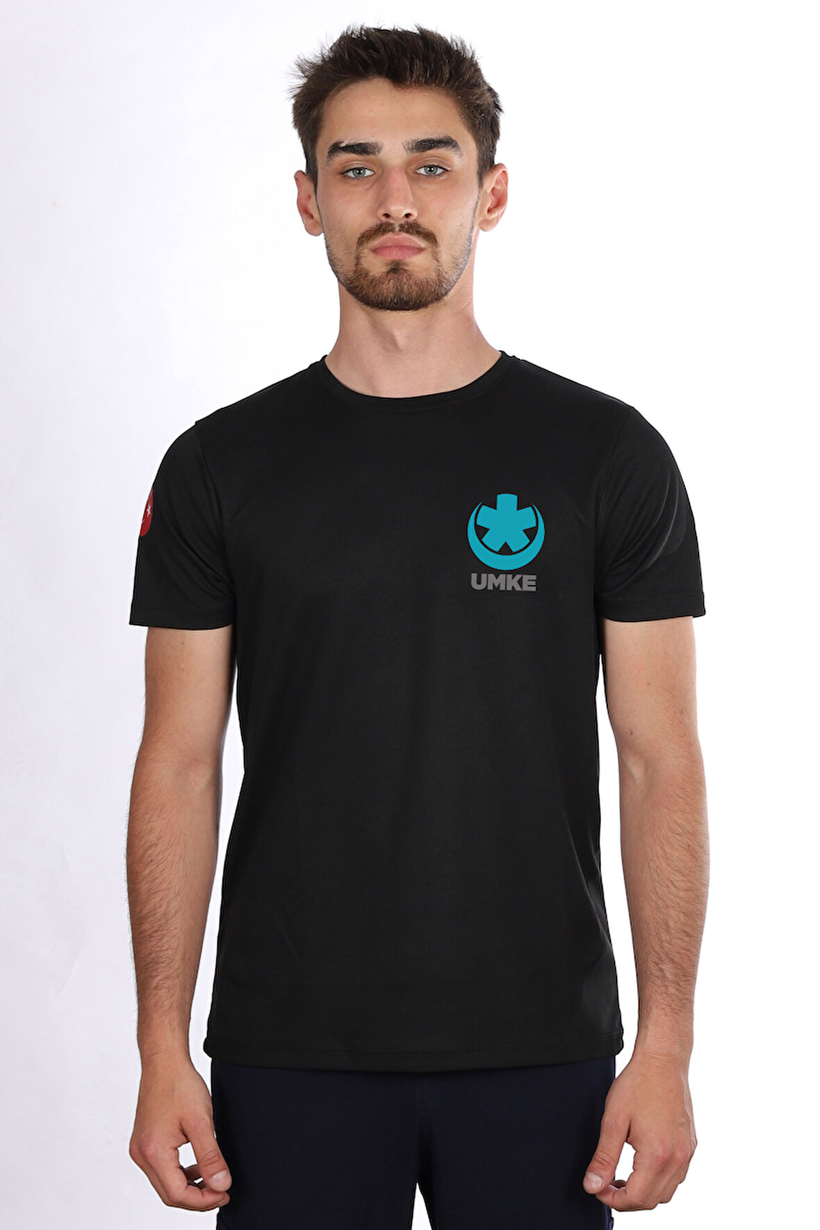 Siyah UMKE Dry Touch Bisiklet Yaka Tişört Unisex