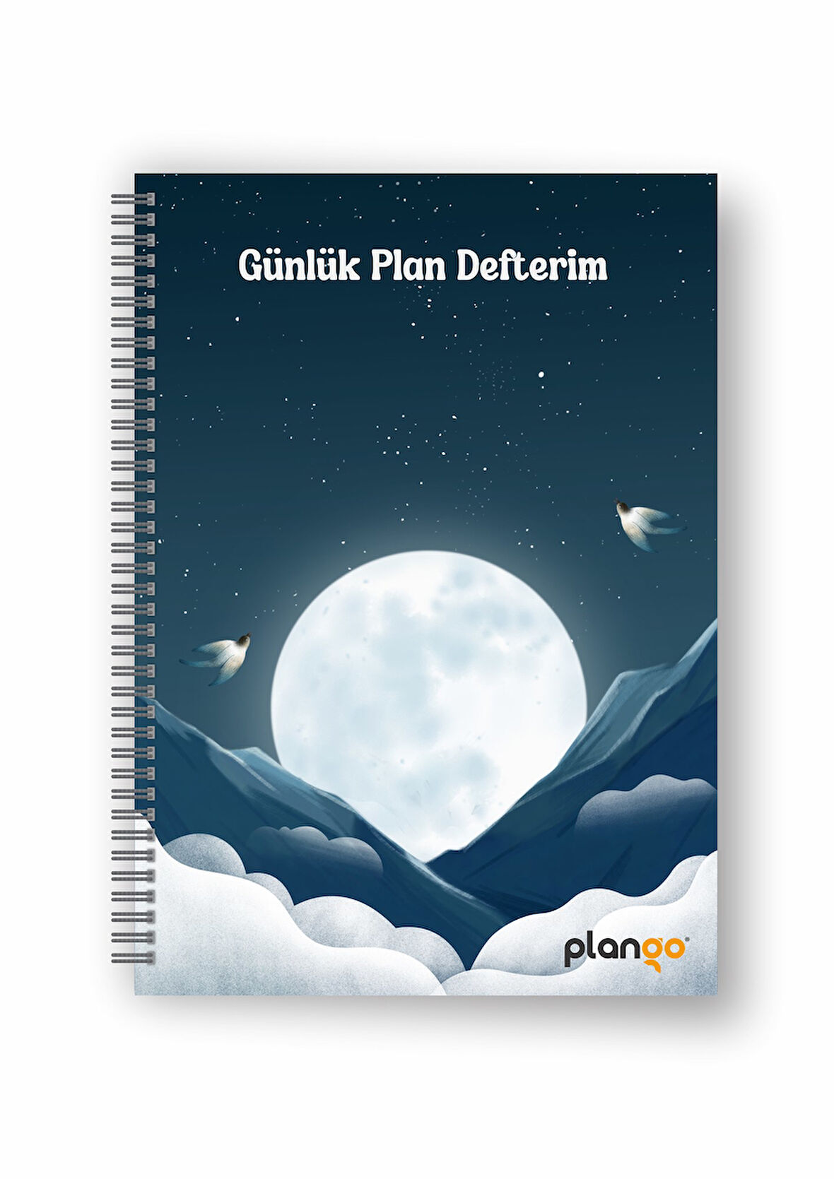 Ay ve Bulutlar Spiralli Günlük Planlama Defteri - Planlayıcı Defter