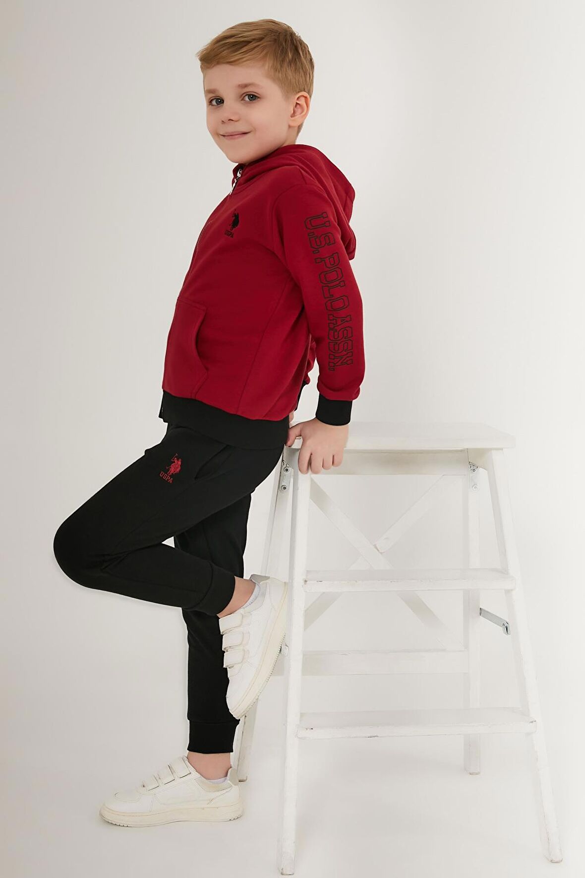 US1559 - Bordo - U.S. Polo Assn. Erkek Çocuk Eşofman Takımı