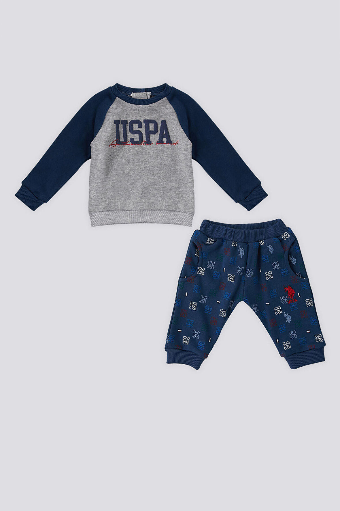 U.S. Polo Assn Gri Melanj Cep Detay Erkek  Bebek 2 Li Takım