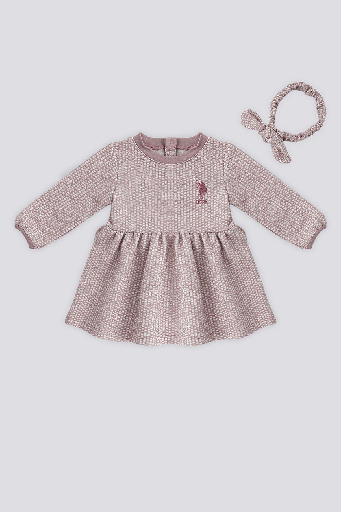 U.S. Polo Assn Pembe Saç Bantlı Bebek Elbise