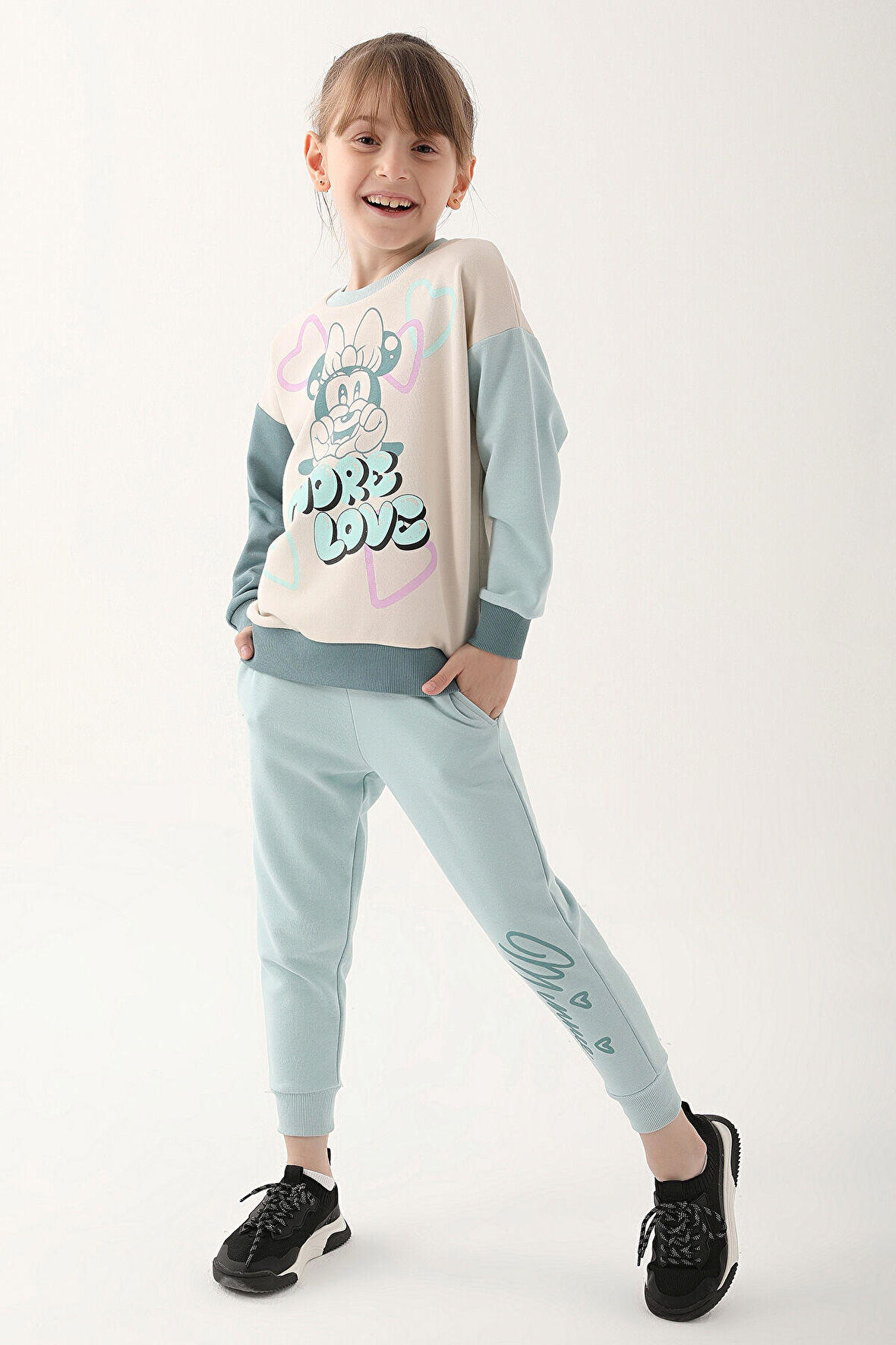 Minnie Mouse Bej Kız Çocuk Eşofman Takımı