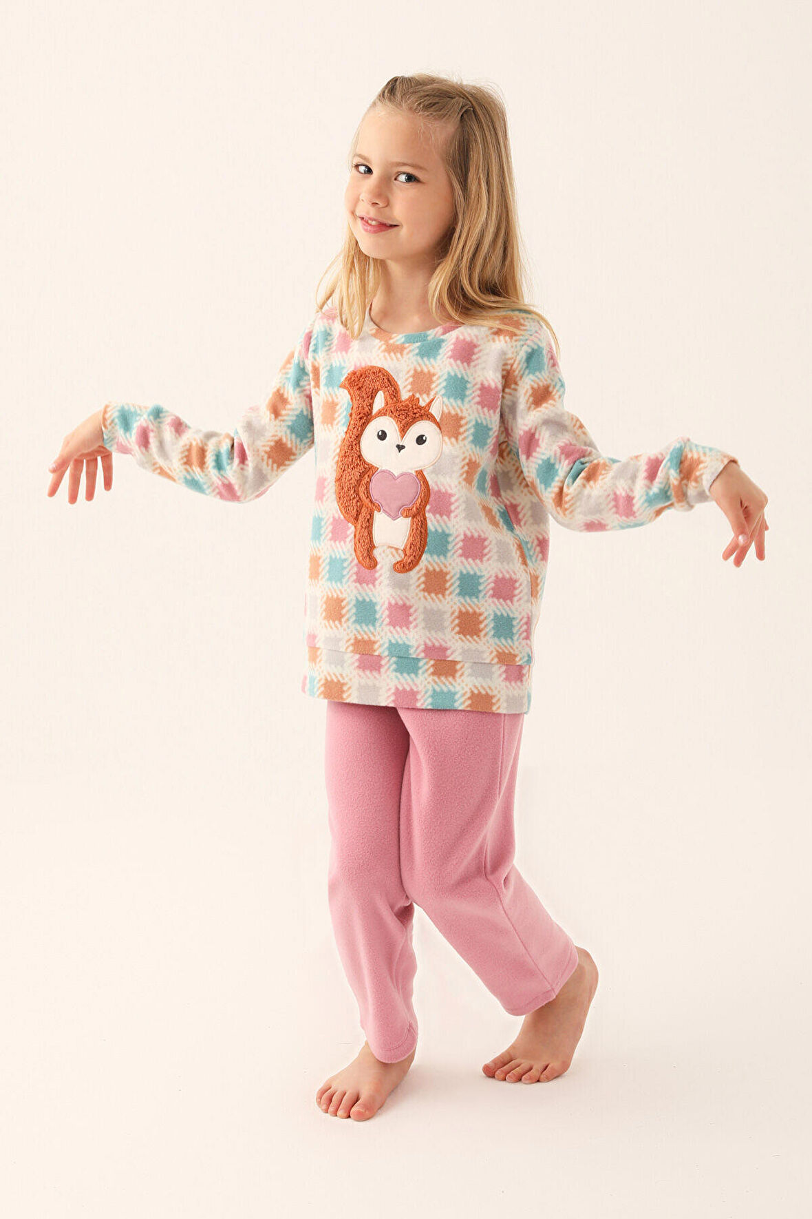 Arnetta Krem Kız Çocuk Uzun Kol Pijama Takım