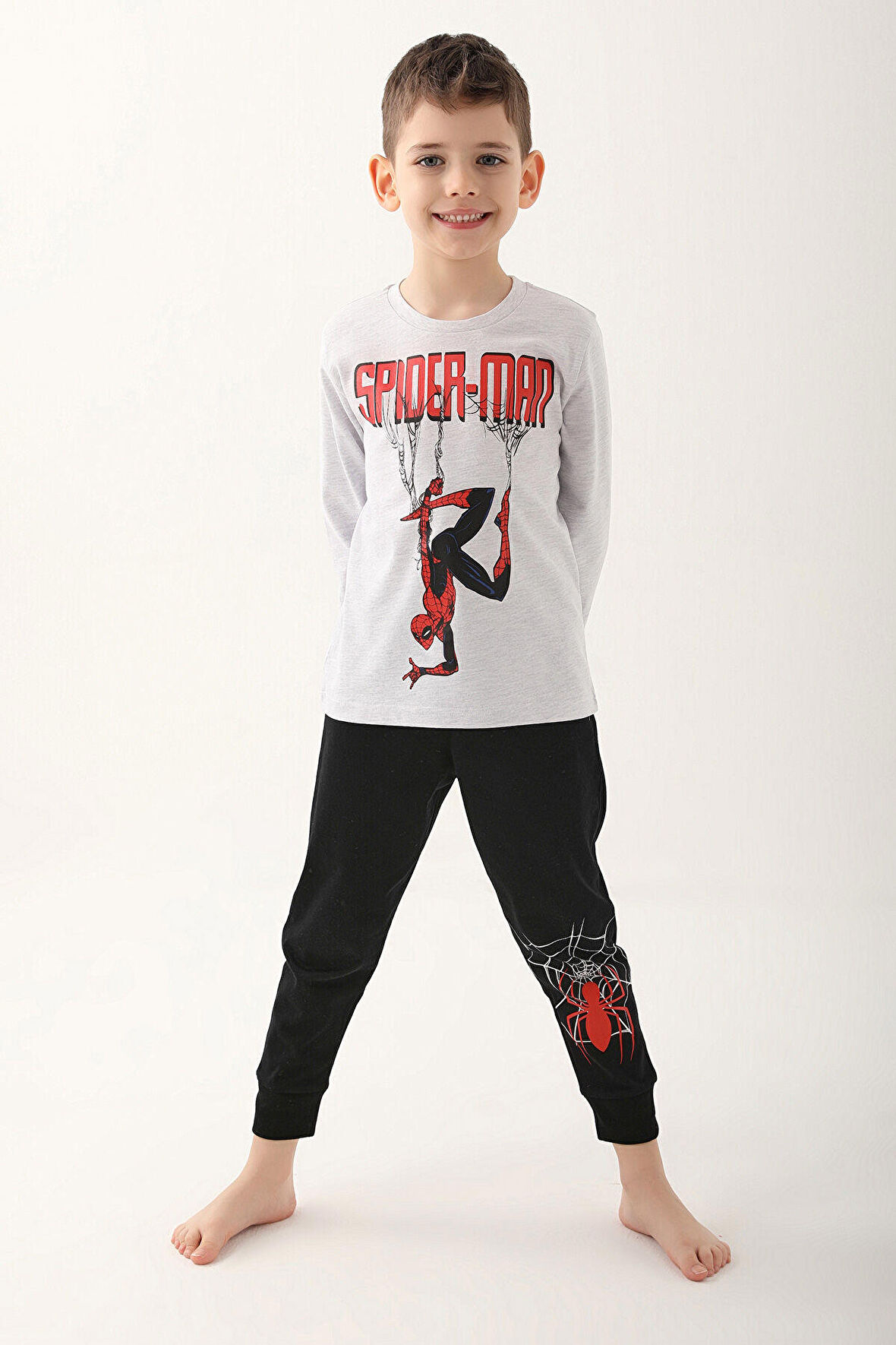 Spiderman Kar Melanj Erkek Çocuk Uzun Kol Pijama Takım