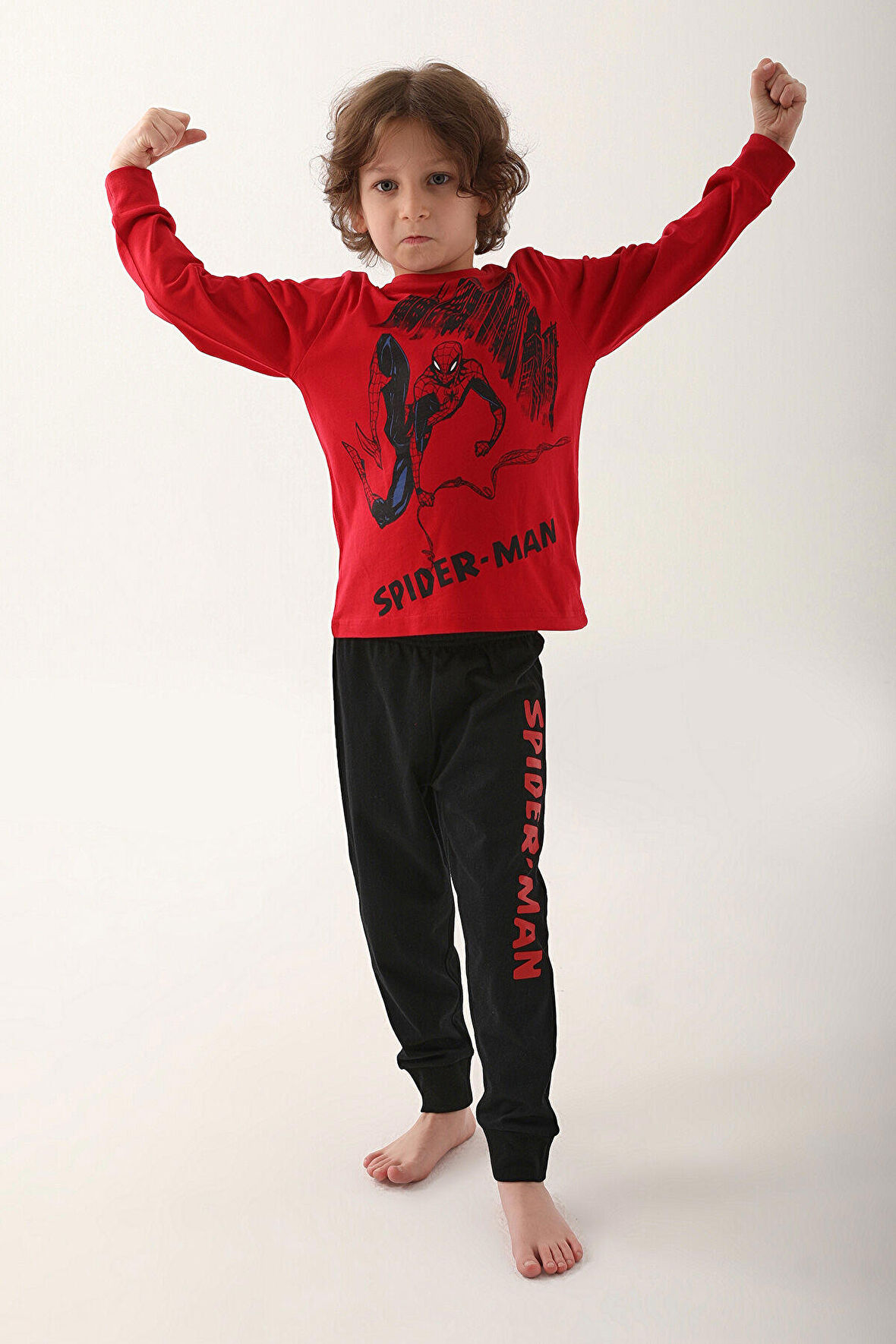 Spiderman Kırmızı Erkek Çocuk Uzun Kol Pijama Takım