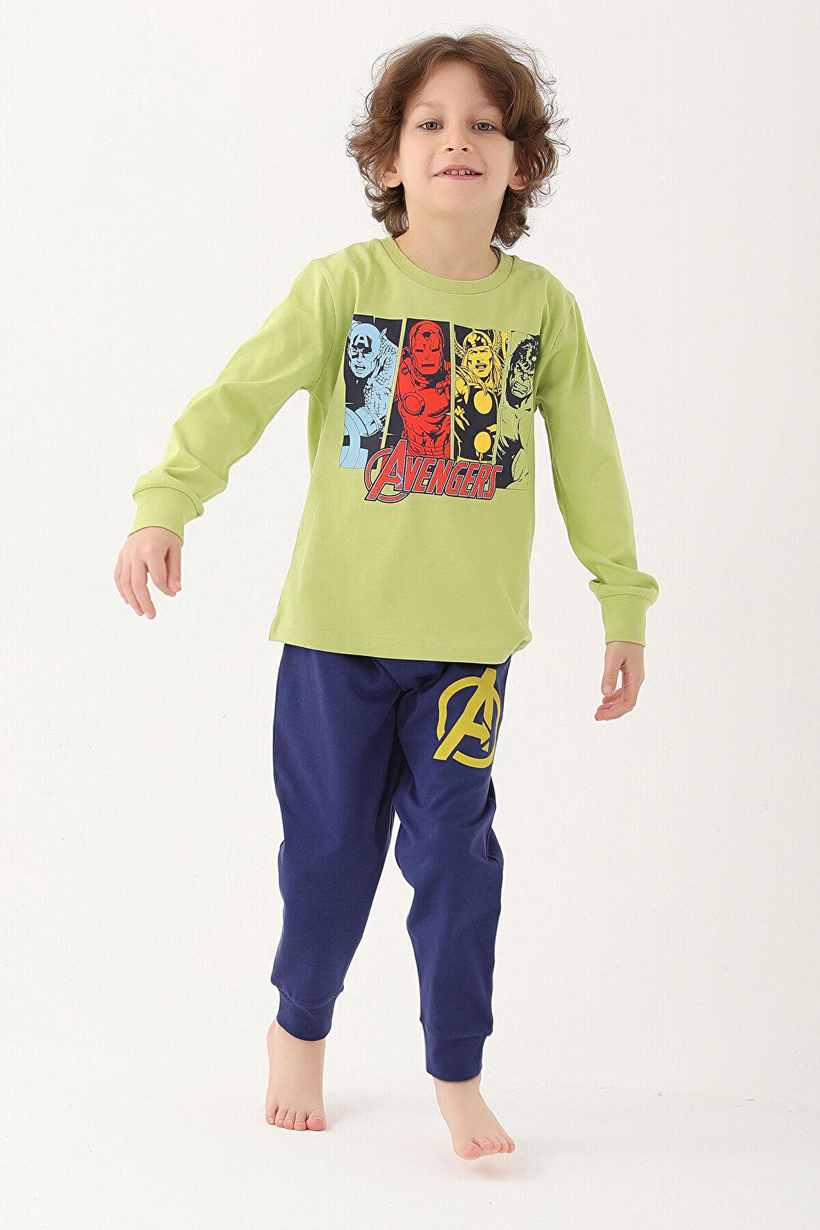 Avangers Fıstık Yeşili Erkek Çocuk Uzun Kol Pijama Takım