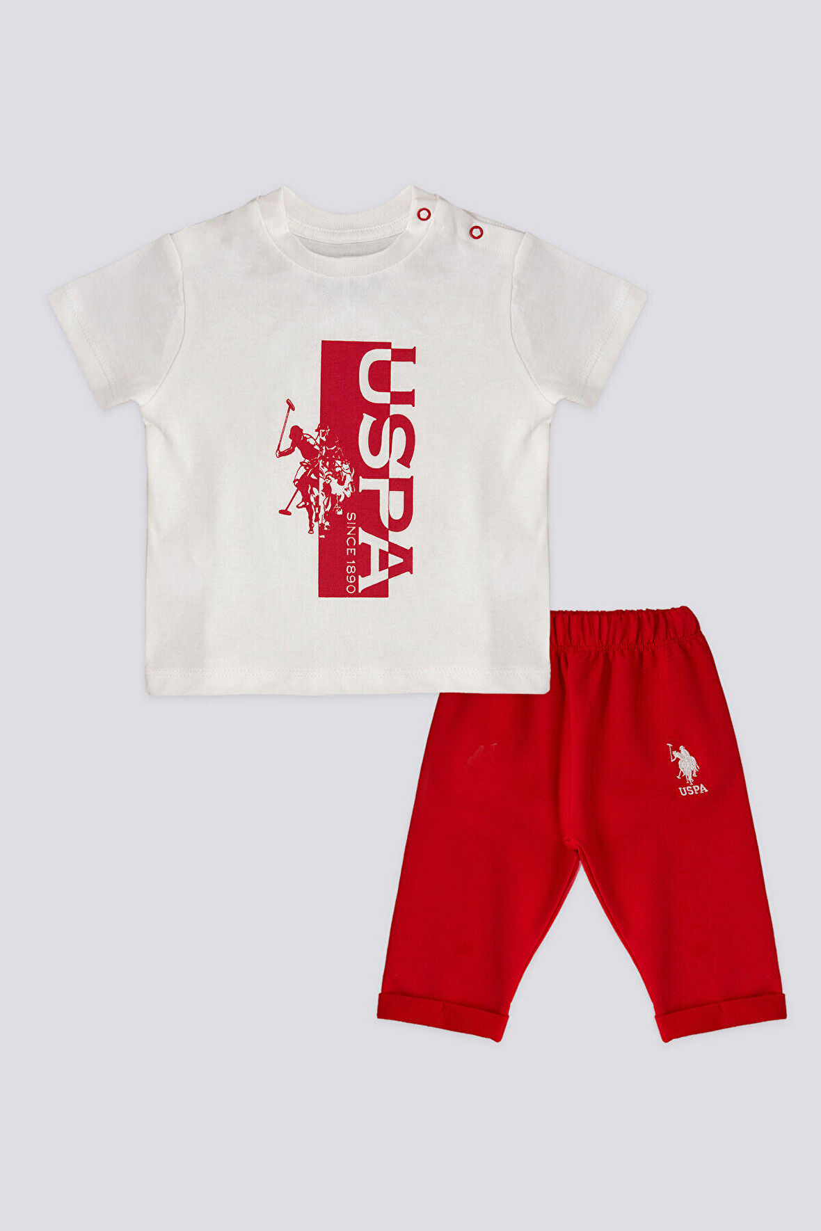 U.S. Polo Assn Lisanslı Rectangle Krem Erkek Bebek Takımı