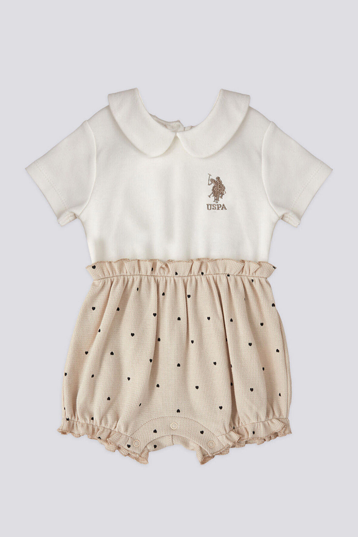 U.S. Polo Assn Lisanslı Unified Krem KIz Bebek Tulum