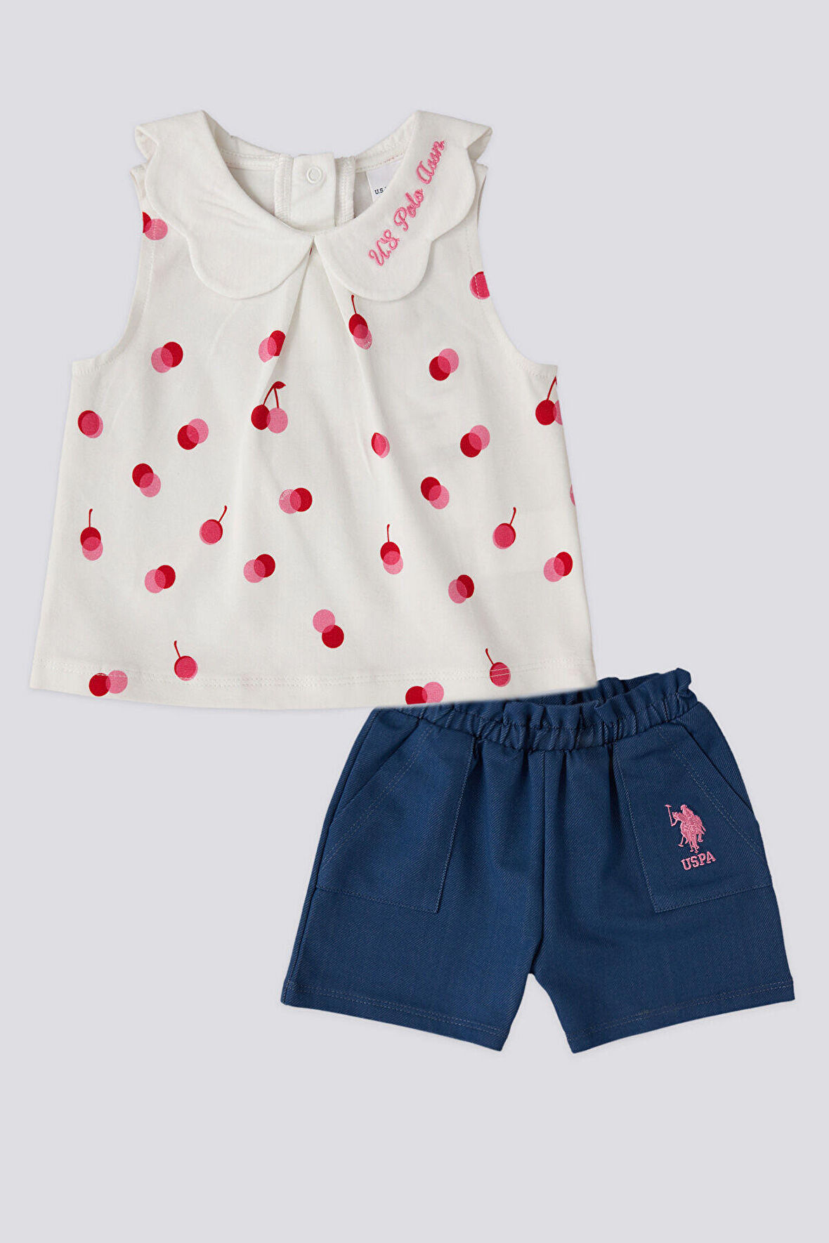 U.S. Polo Assn Lisanslı Collar Krem Kız Bebek Takımı