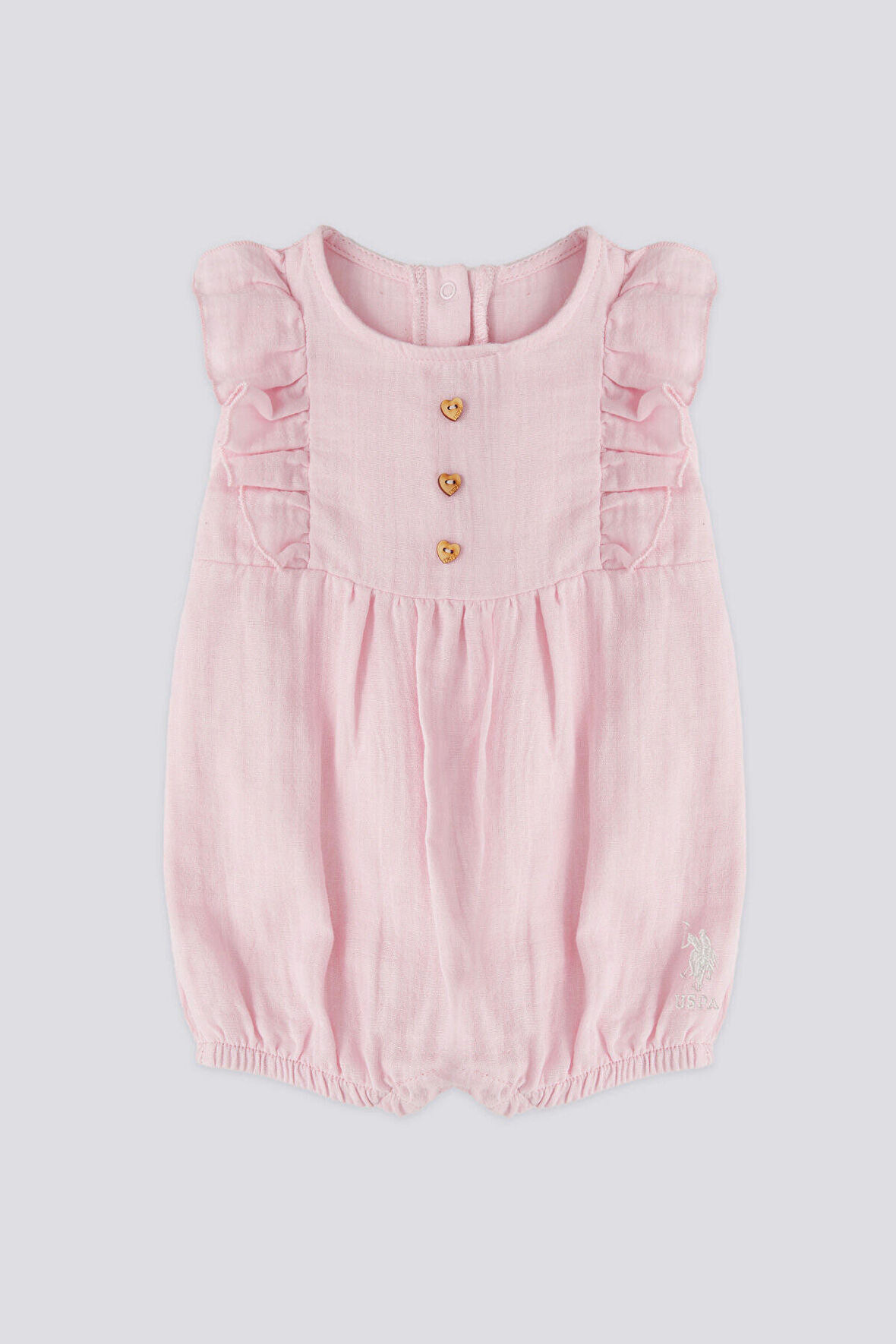 U.S. Polo Assn Lisanslı Overalls Pembe Kız Bebek Tulum