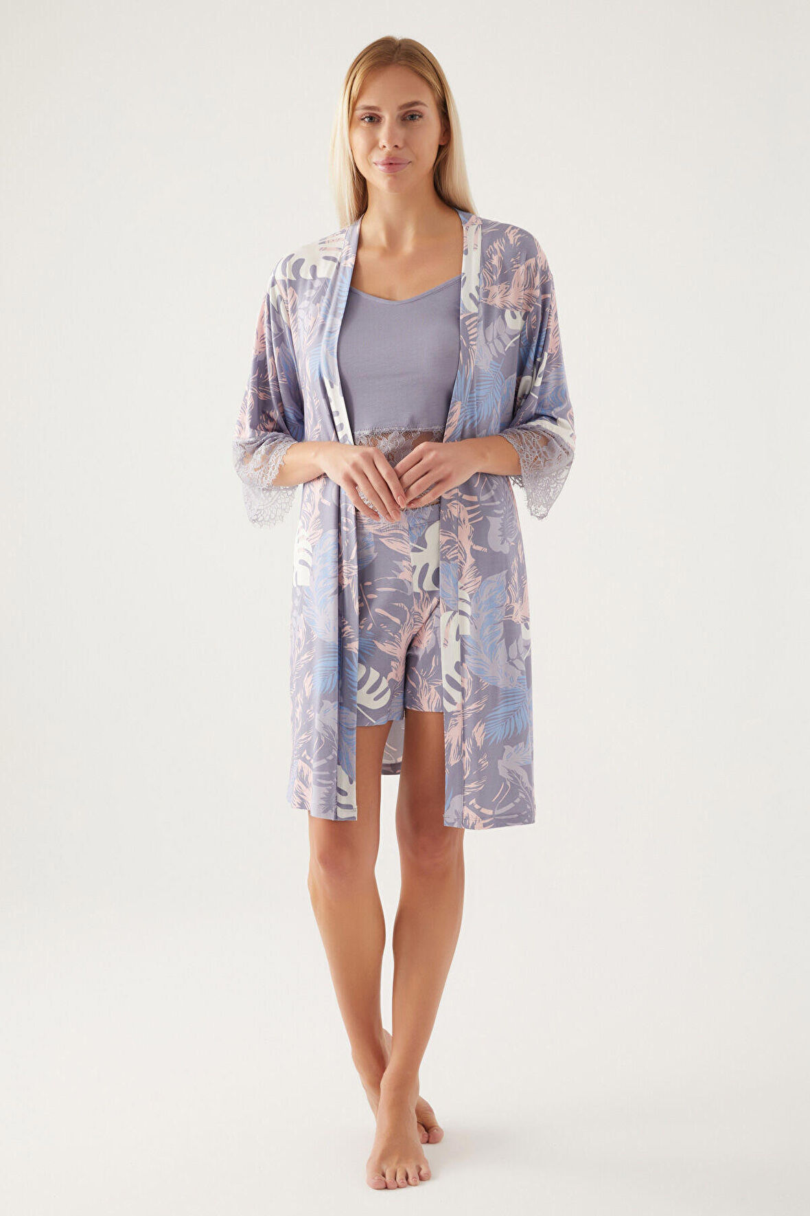 Pierre Cardin Nighty Mor Kadın Kısa Kol Pijama Takımı