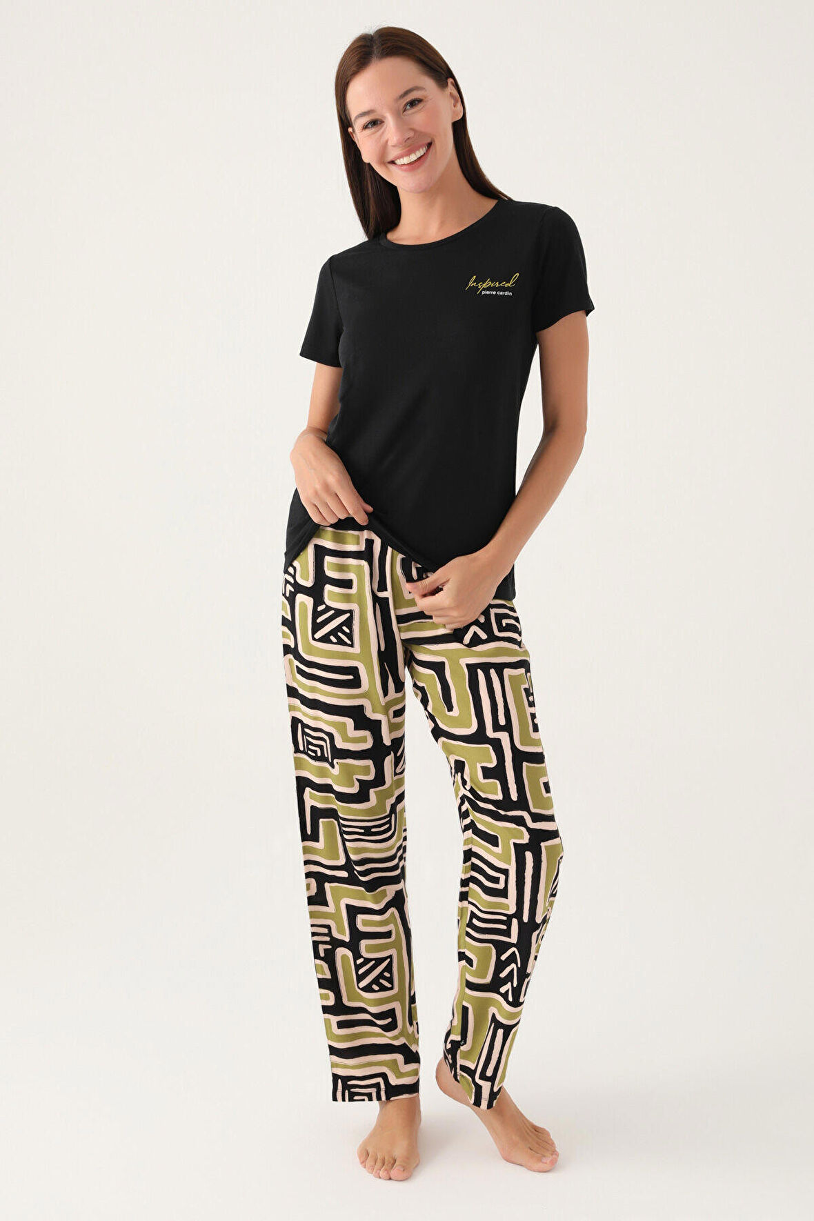 Pierre Cardin Pisel Siyah Kadın Kısa Kol Pijama Takımı