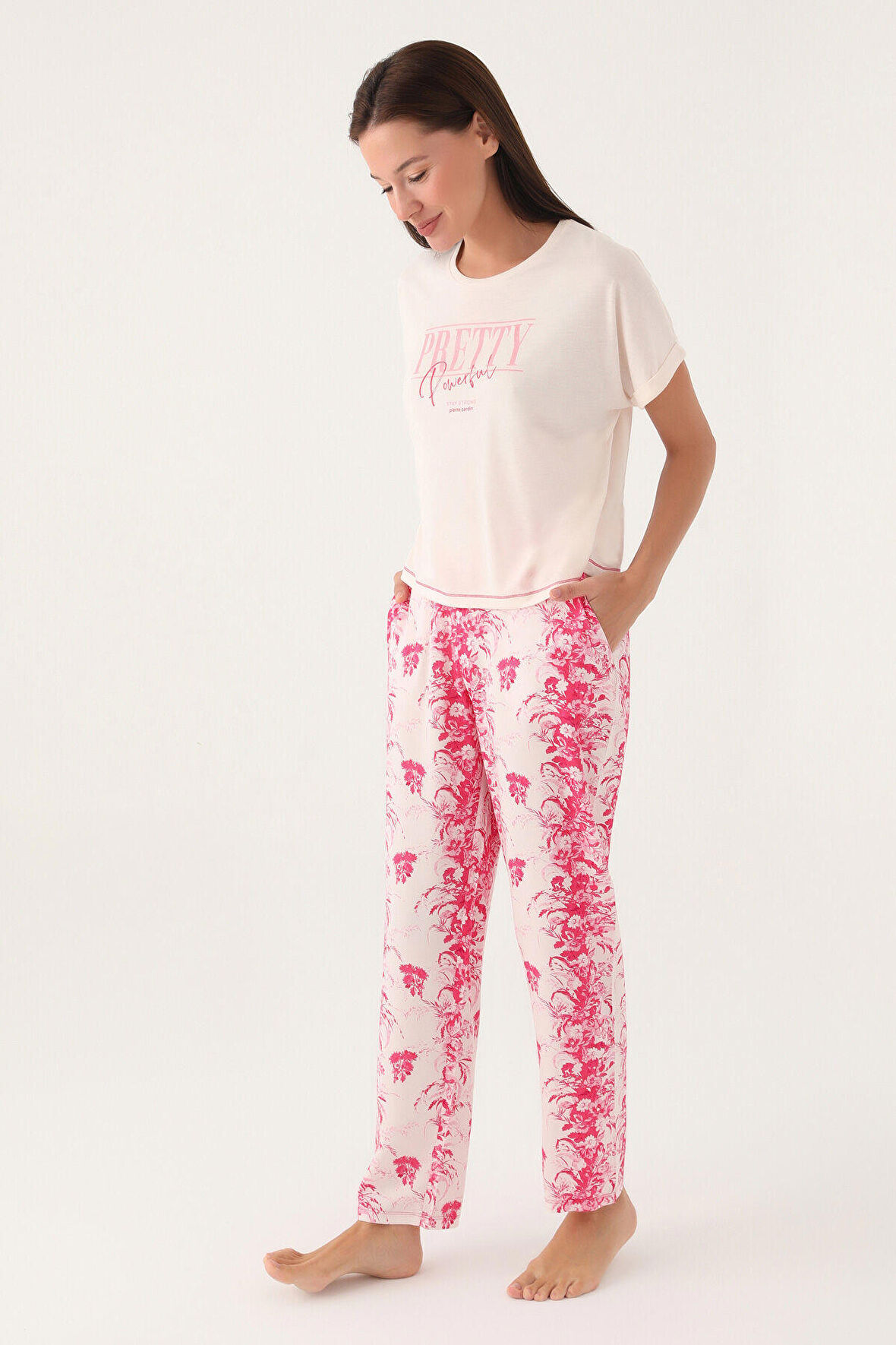 Pierre Cardin Strong Krem Kadın Kısa Kol Pijama Takımı