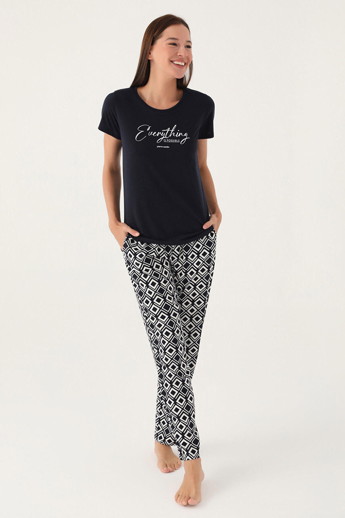 Pierre Cardin Possıble Siyah Kadın Kısa Kol Pijama Takımı
