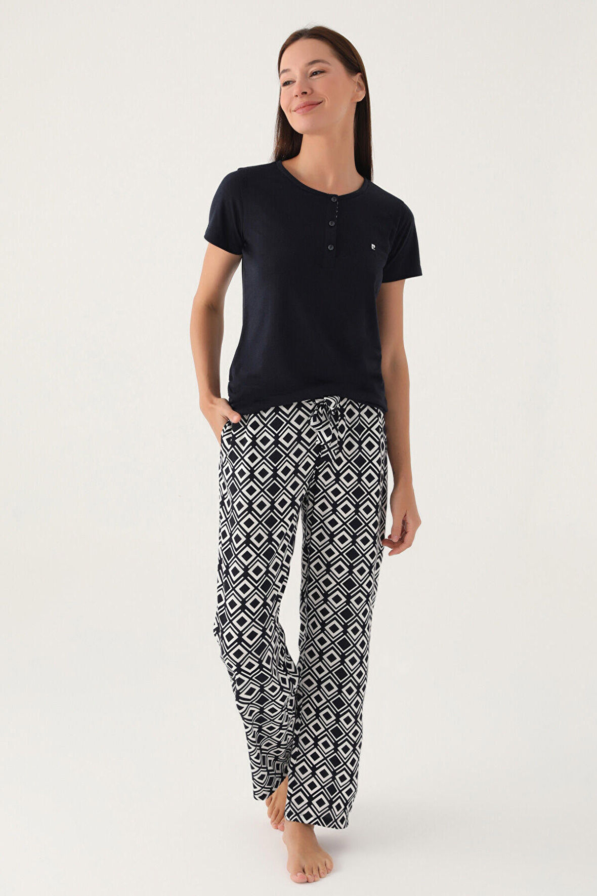 Pierre Cardin Lower Siyah Kadın Kısa Kol Pijama Takımı