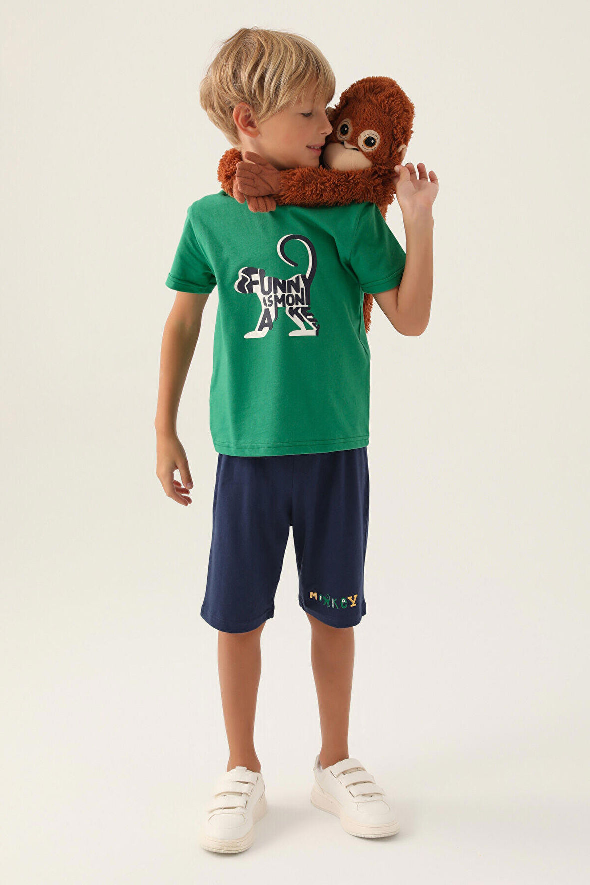 RolyPoly Funny As Monkey Yeşil Erkek Çocuk Bermuda Takım