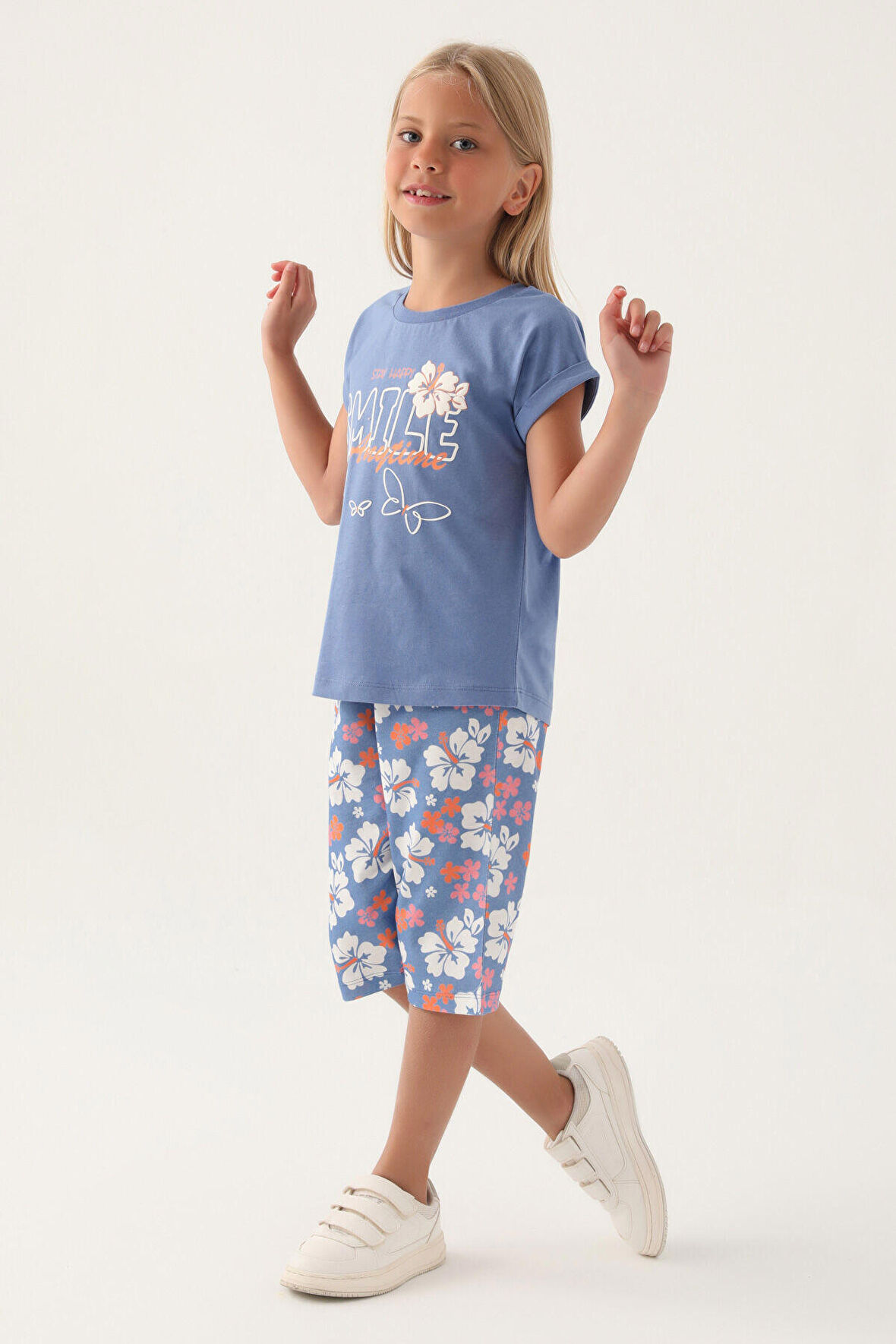 RolyPoly Smile Anytime Açık İndigo Kız Çocuk Kapri Takım