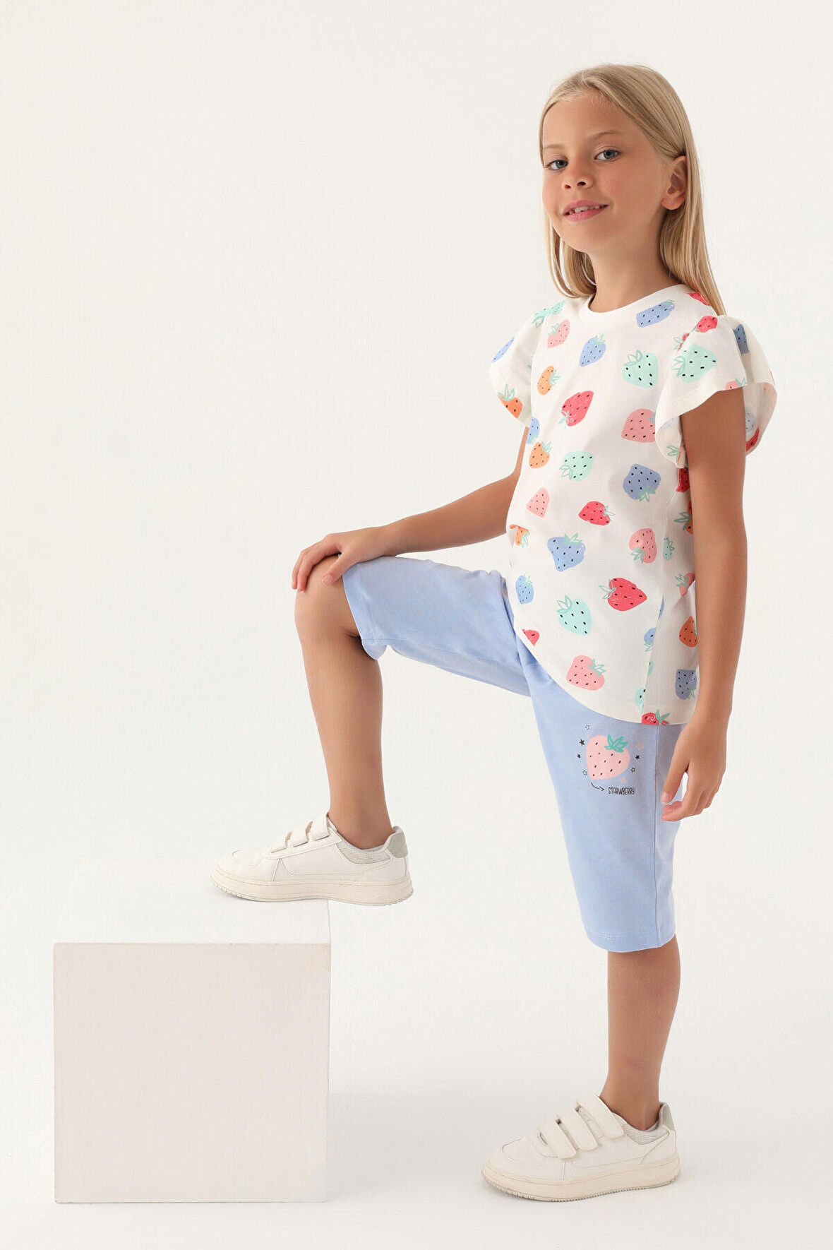 RolyPoly Strawberry Krem Kız Çocuk Kapri Takım