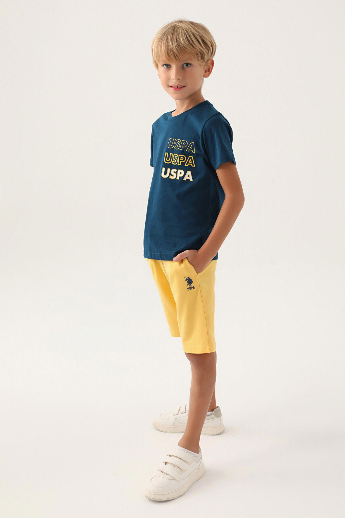 U.S. Polo Assn Lisanslı Polo Lacivert Erkek Çocuk Bermuda Takım
