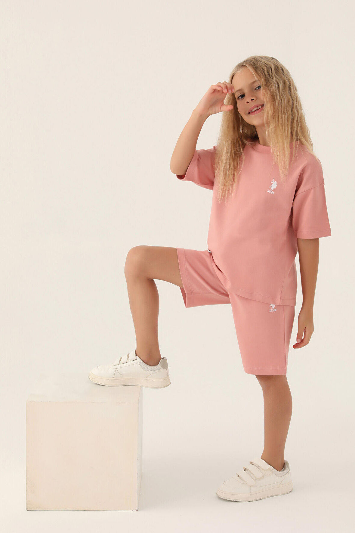 U.S. Polo Assn Lisanslı Simple Pembe Kız Çocuk Bermuda Takım