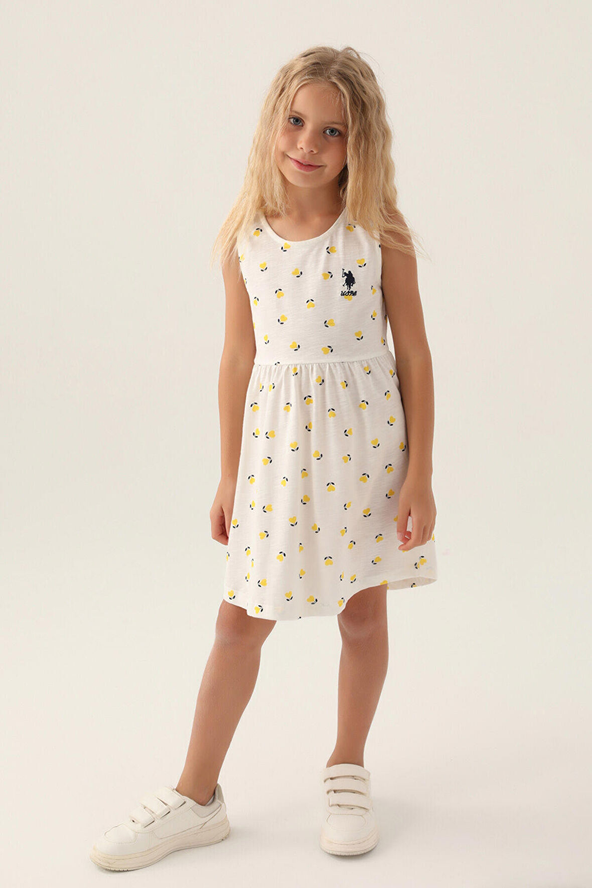 U.S. Polo Assn Lisanslı Heart Dress Sarı Kız Çocuk Gecelik