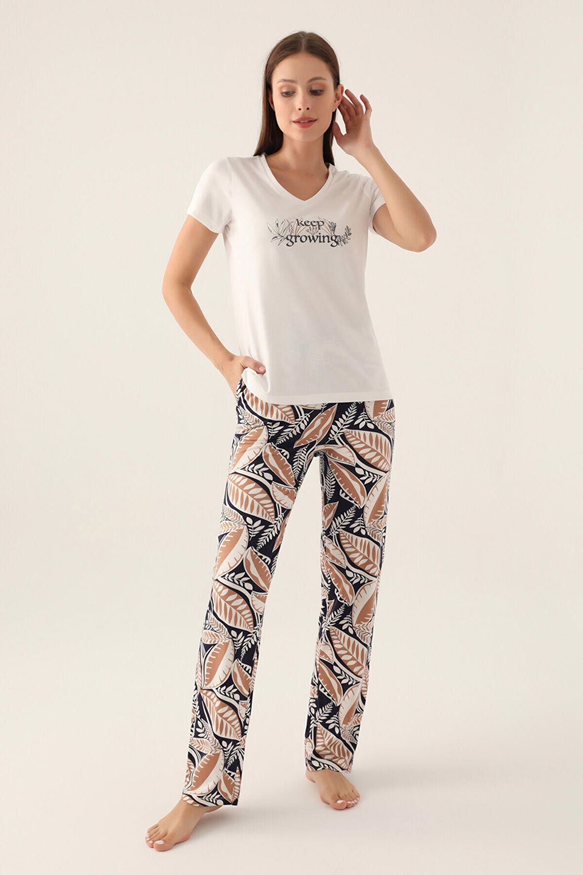 Arnetta Keep Krem Kadın Kısa Kol Pijama Takımı