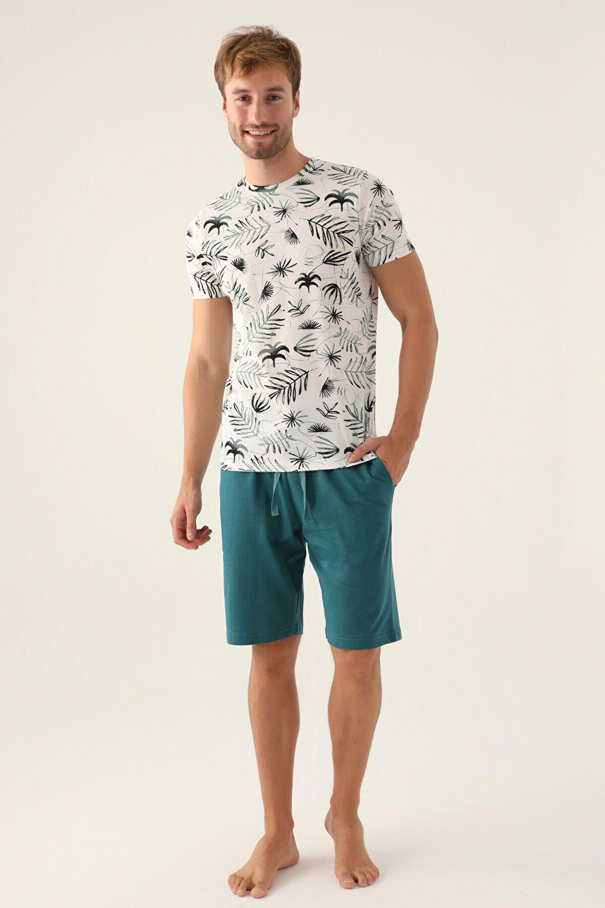 Arnetta Wave Krem Erkek Bermuda Takım