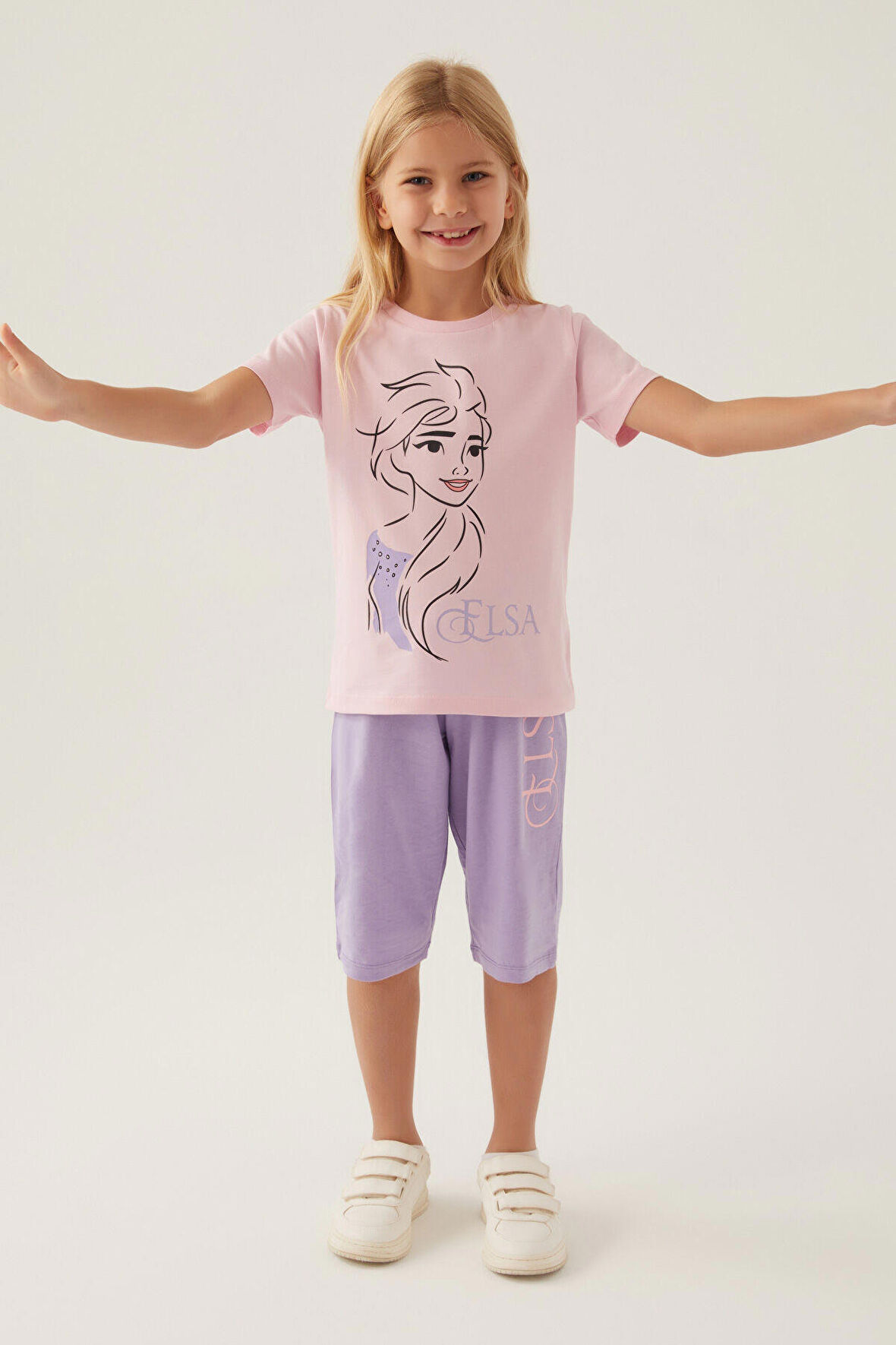 Frozen Gril Toz Pembe Kız Çocuk Kapri Takım